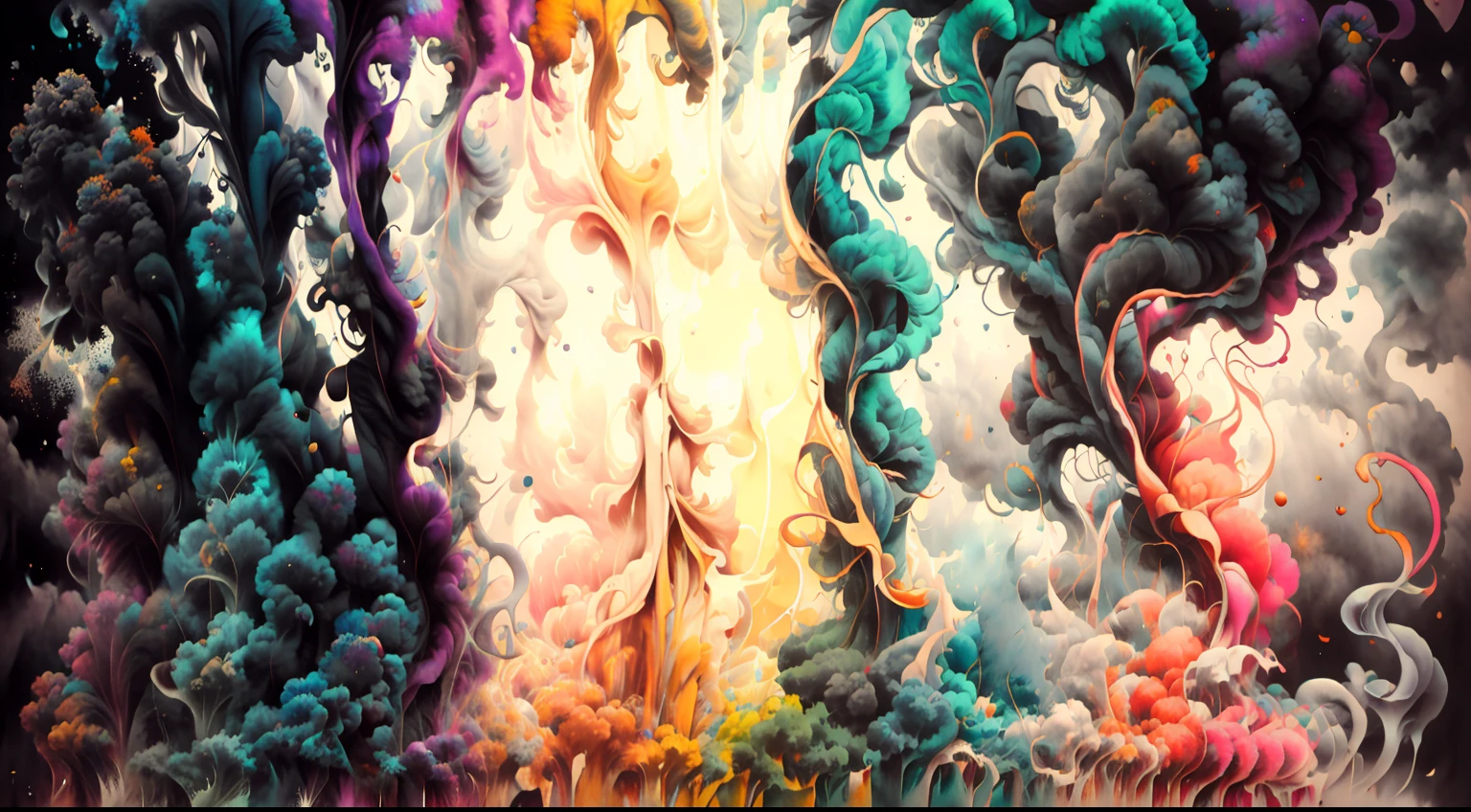 Obra de Arte abstracto. Un primer plano de un humo colorido se vierte sobre un fondo, burbujas tornasoladas llenas de humo colorido, humo de color fluido, humo colorido, Humo multicolor, humo coloreado, humo de colores brillantes, acid-colored smoke, Humo de color, humo de arco iris, Background of psychedelic smoke, Humo colorido en el fondo, humo espeso y colorido, Humo giratorio colores radiantes, nubes de humo de colores, humo arremolinado, Arte del humo fluido