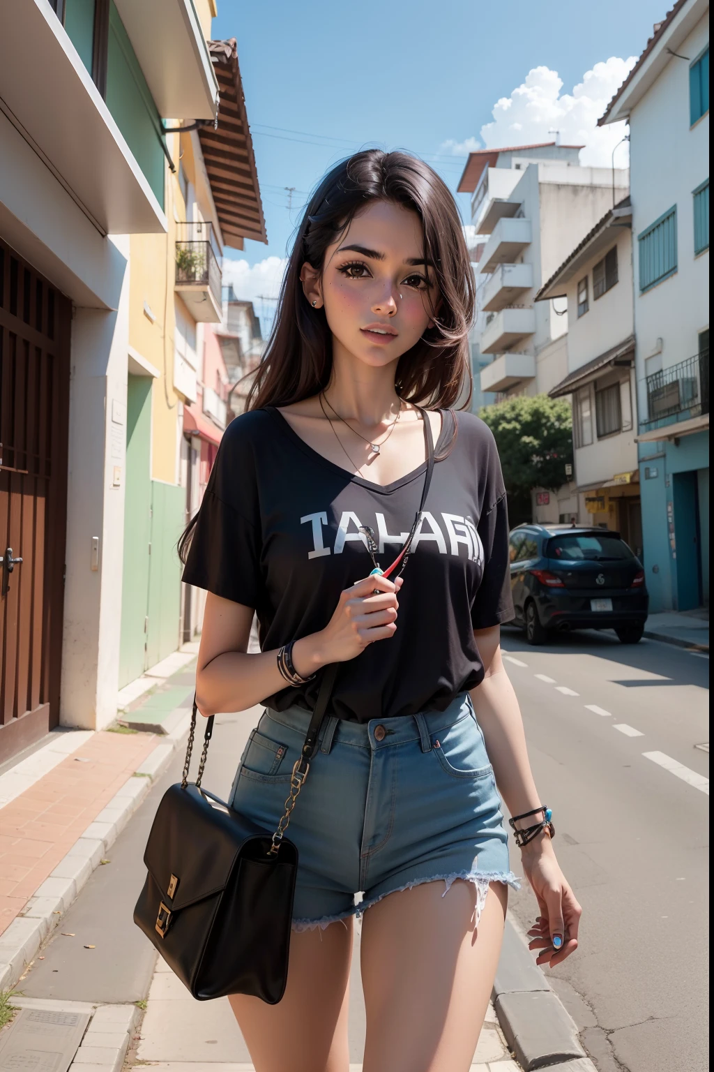 mulhr na rua na porta de casa
