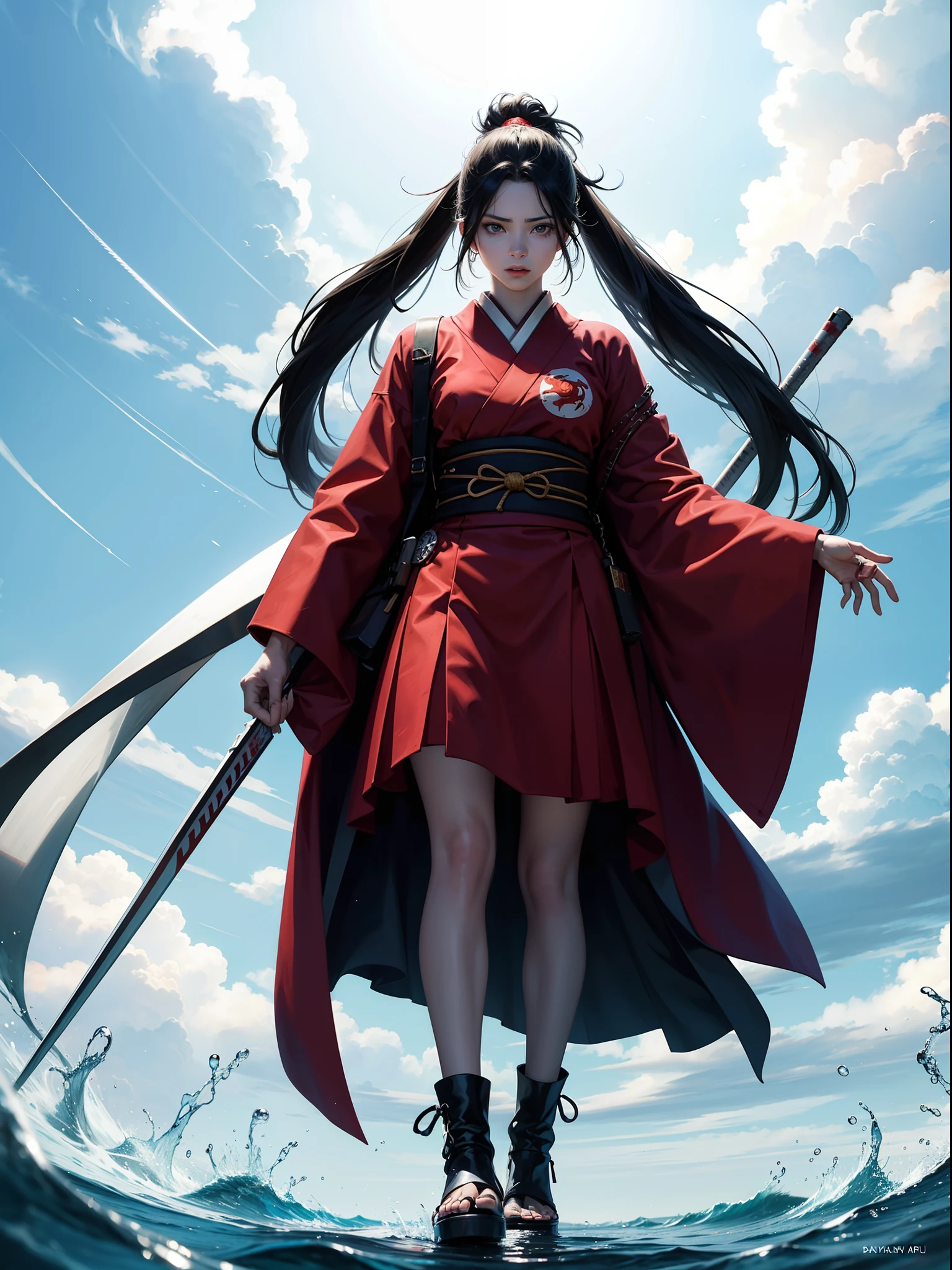 Japan Anime Bleach,(Best Quality, Movie Poster Style), Beautuful Women , Combine elements perfectly.