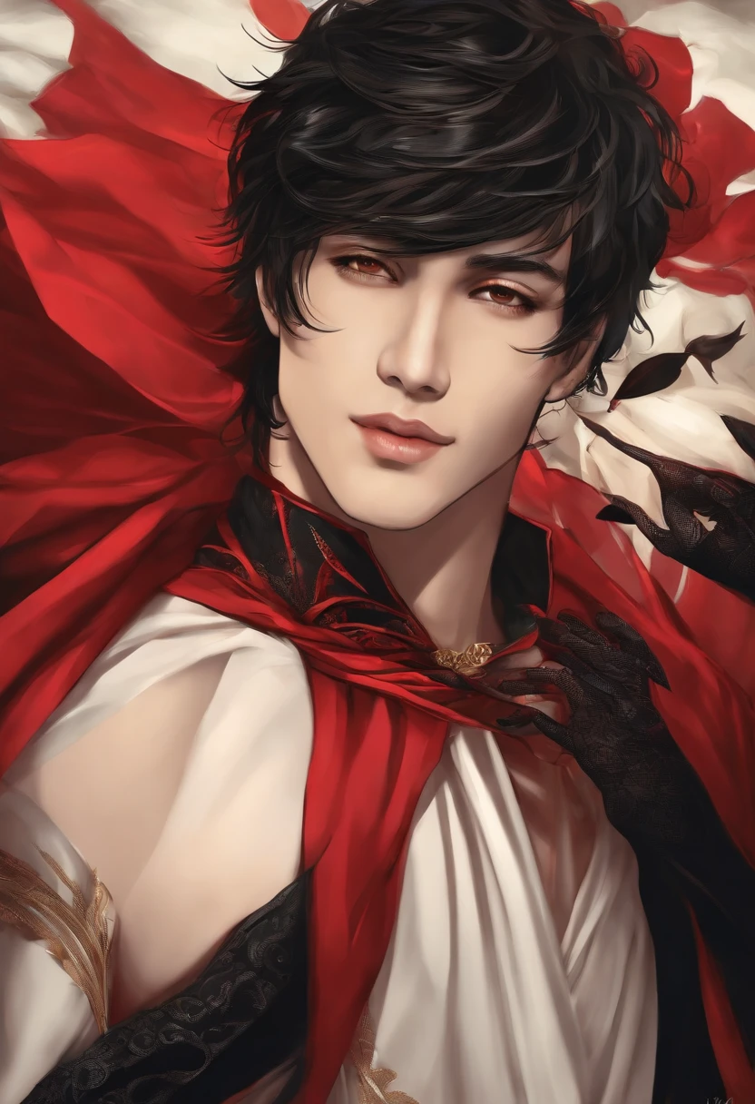 homem com capa preta de olhos vermelho