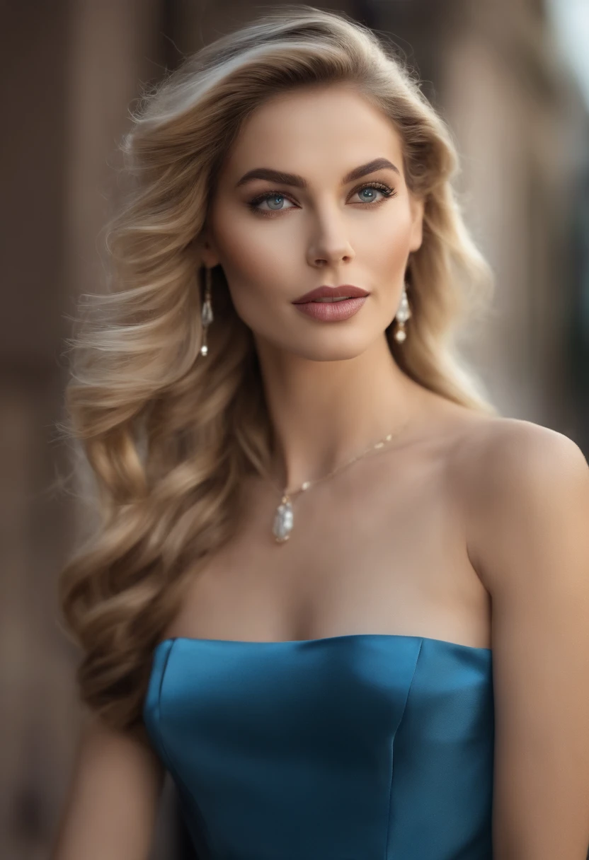 She's a beautiful woman, com cabelos loiros compridos e lisos, olhos azuis brilhantes e pele clara. She's tall and thin, com um corpo em forma. She is well dressed and stylish, e sempre parece estar na moda.
Her blonde hair is long and straight, falling in gentle waves up to the hips. Ela geralmente usa seus cabelos soltos, But you can also wear them stuck in a high ponytail or a bun.
His blue eyes are bright and expressive. Ela usa delineador e sombra para destacar seus olhos, which makes them look even more beautiful.
Her skin is fair, with a healthy and radiant appearance. She wears makeup to enhance her features, But she doesn't wear a lot of makeup, o que permite que sua beleza natural brilhe.
Your body is tall and thin, com curvas suaves e definidas. Ela se veste de forma elegante e sofisticada, o que combina com sua personalidade confiante e extrovertida.