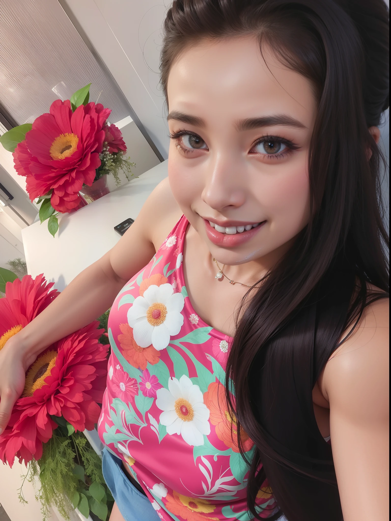 8k, masterpiece, RAW photo, best quality, photorealistic, extremely detailed CG unity 8k wallpaper, Depth of field, Cinematic Light, Lens Flare, Ray tracing, (extremely beautiful face, beautiful lips, beautiful eyes), intricate detail face, ((ultra detailed skin)) 1girl, in the dark, deep shadow, pretty korean girl, kpop idol, 1 girl, (very slim slender fit-muscled body:1.3), ((looking at viewer)),(big smile:1.3), (hot pink color blouse), (sleeveless) , (fashion city night, dark night, (neon sign), (blurred background), fashion street night),(without people in the background:1.3), beautiful earrings, bracelets, necklace, pantyhose, clear eyes, walking, (pale skin), (big eyes), face forward, ((upper body shot)), ((silk color dress:1.3)),(brown hairs),((tight fitting laced dress)), (mini dress, (see through), (looking at viewer:1.3) open breast, very slim, medium breasts, turning back,((back shot)), see through, medium butts