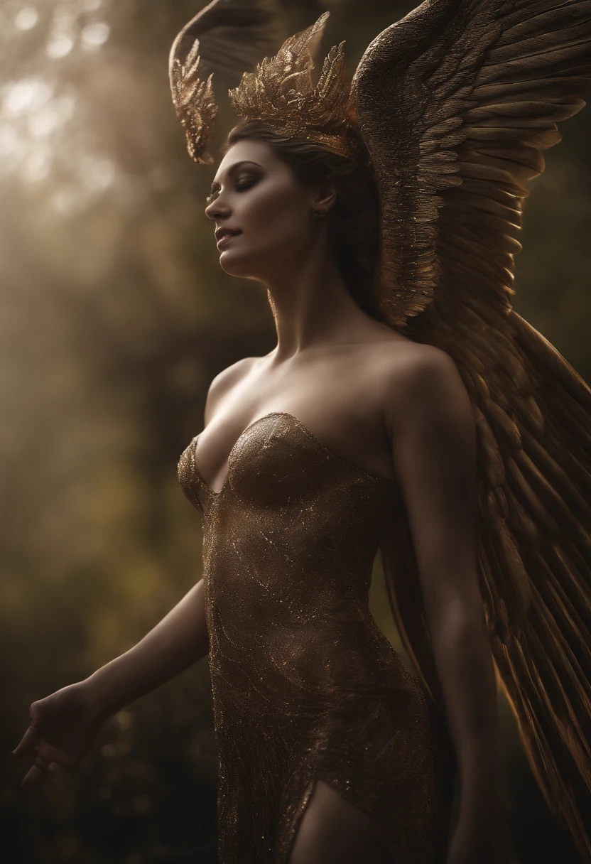 cosmic fallen angel, olhos claros brilhantes, Biomechanicals, estranho, assustador, Pesadelo, cores muito brilhantes, light particles, com luz brilhante, Mshiff, Arte do papel de parede, Papel de parede UHD