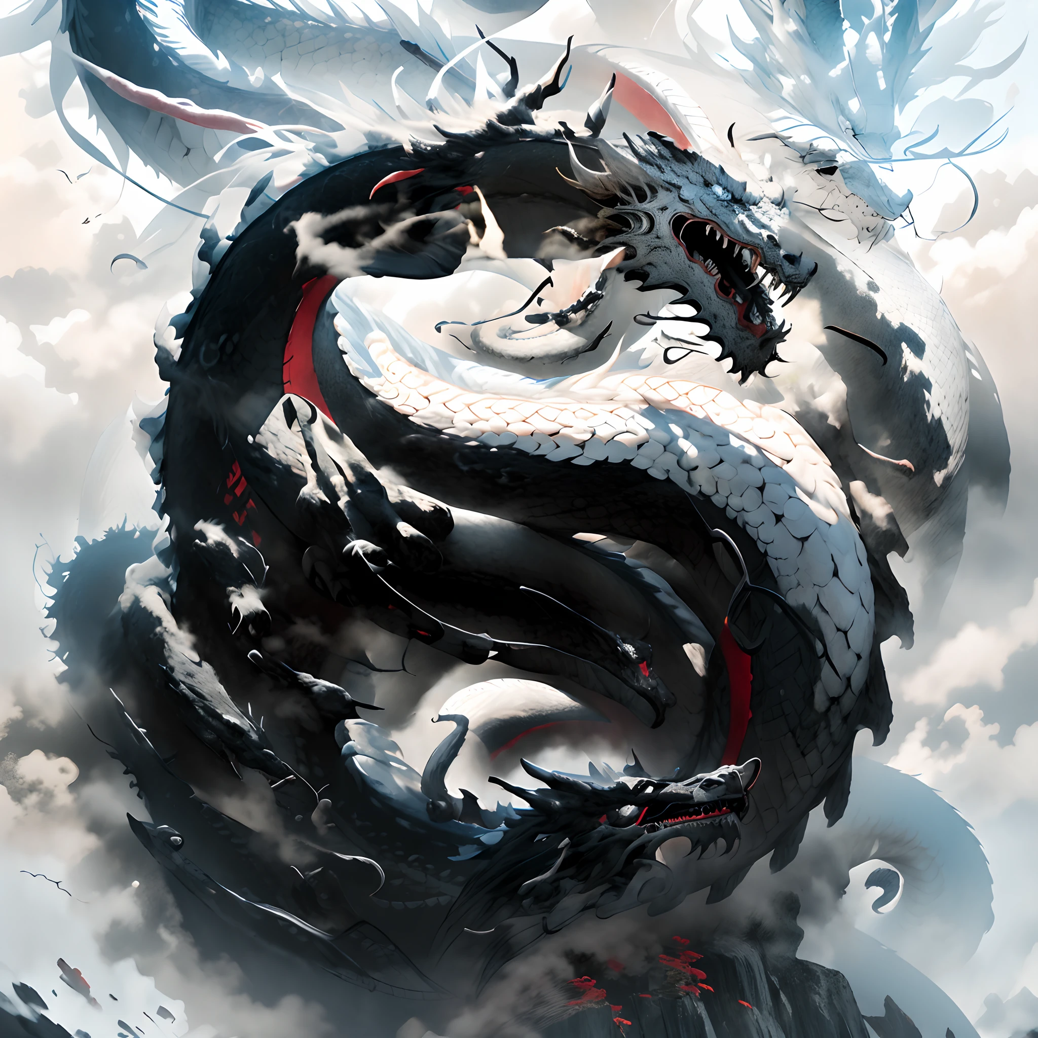 white dragon head, chinese, oriental
