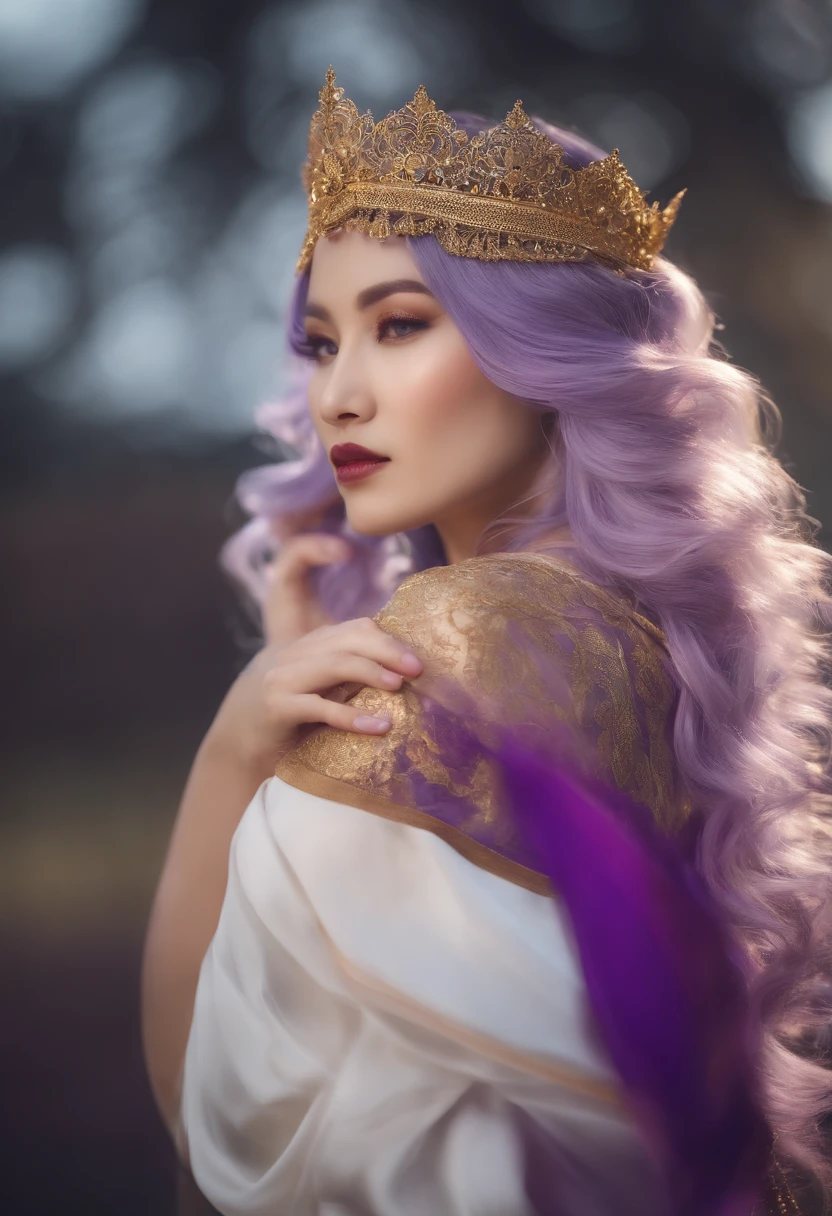 32k (tmasterpiece ,K HD | long white hair,Bright purple floating,Fire cloud pattern golden headband,Long-sleeved golden silk Chinese clothing,(abstract ink splash:1.2),smoky background,Lotus shield(realistic:1.4),Bright purple hair ,Smoke on the road,The background is pure, A high resolution, The detail, RAW photo, sharp re, Nikon D850 Film Stock Photo by Jefferies Lee 4 Kodak Portra 400 Camera F1.6 shots, rich colors, Ultra-realistic vivid textures, lighting Dramatic, Trend Unreal Engine Art Station, Cinestir 800,Long Flow Bright Purple Hair