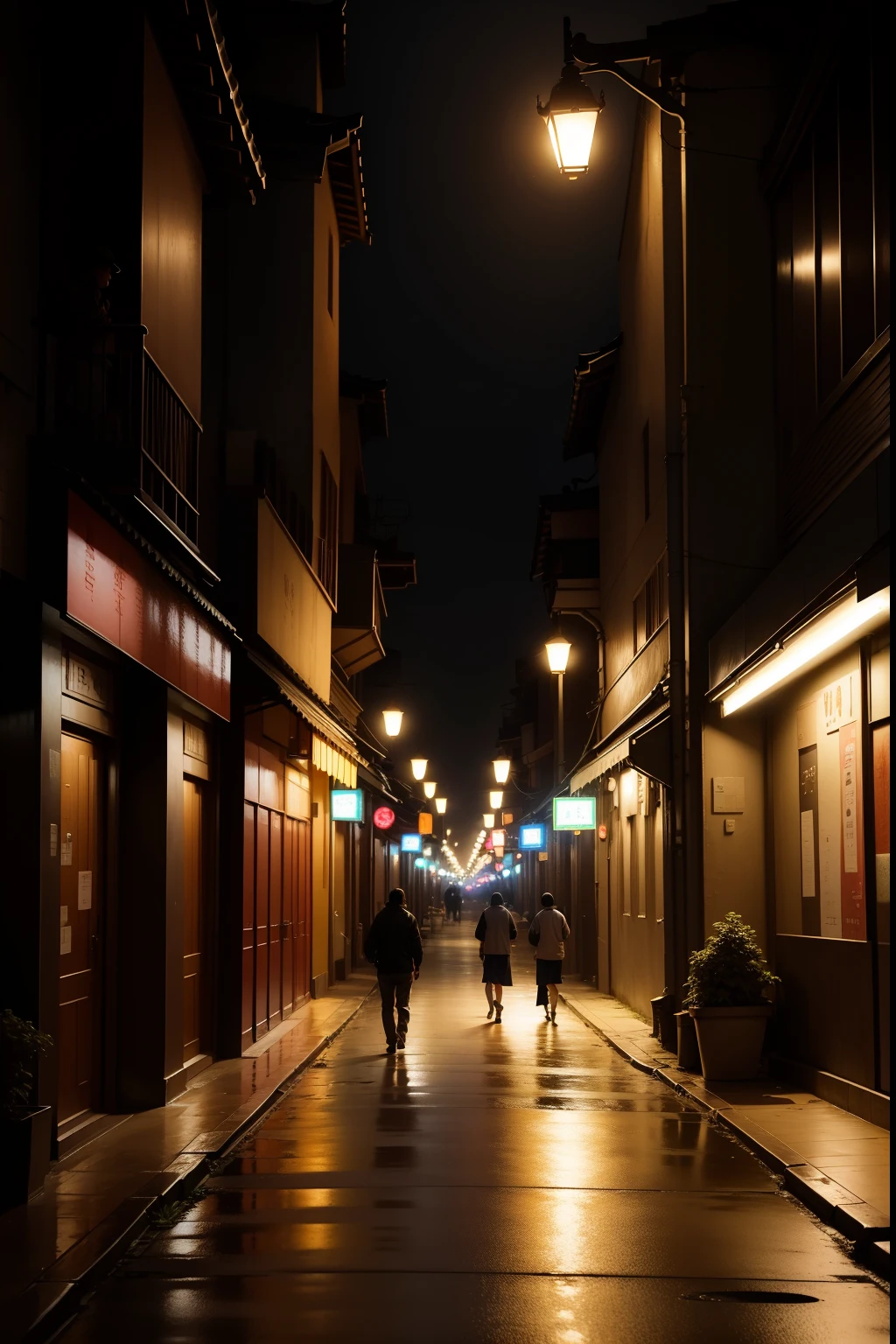 Walking under street lamps in the dark,Hopefully the sun will come out early tomorrow。