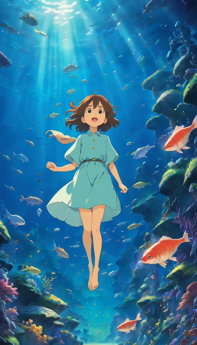 In the deep dark sea、Fish、Deep-sea fish、bottom of the ocean