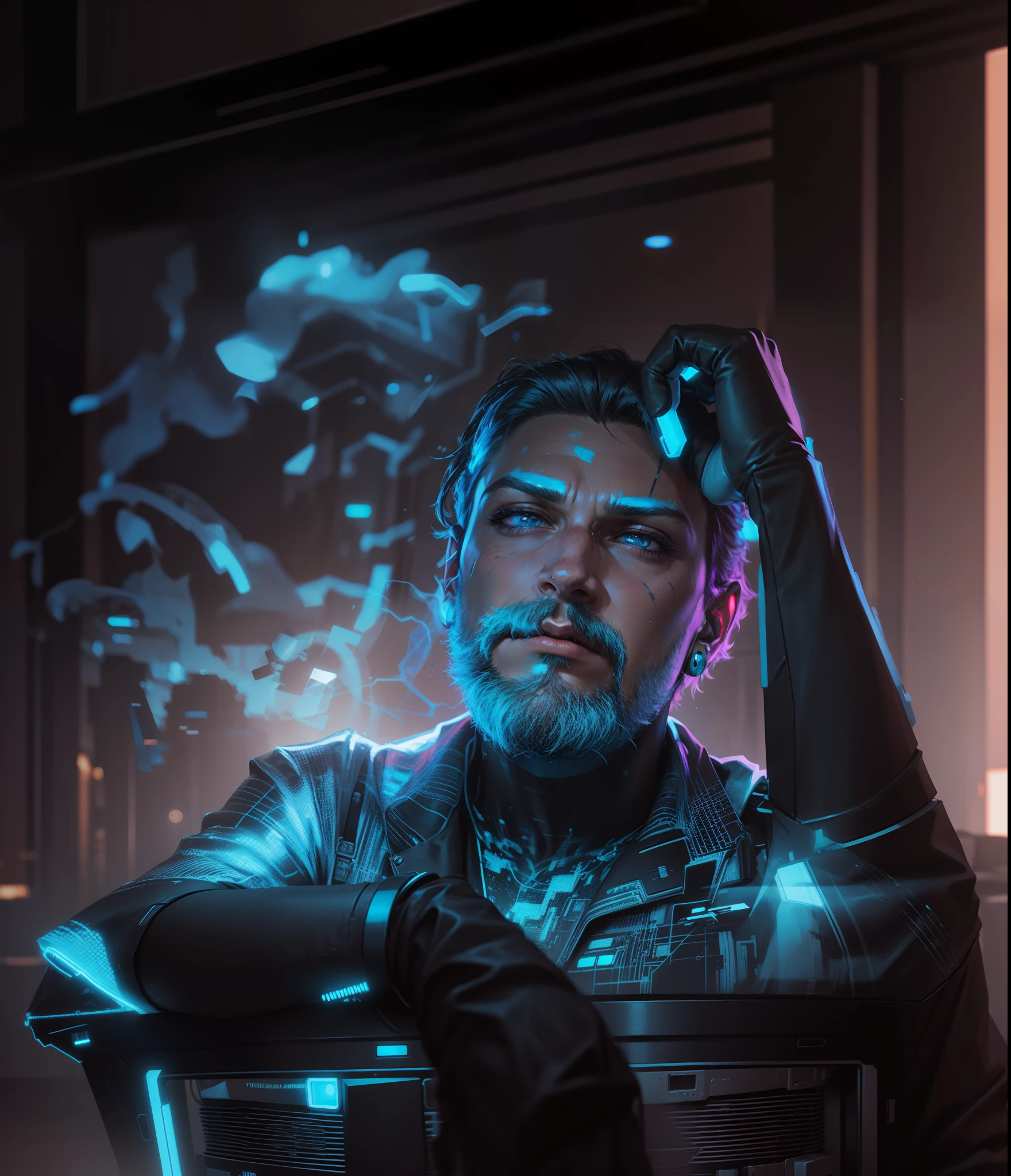 Change background cyberpunk handsome boy, realistic face, 8k ultra realistic