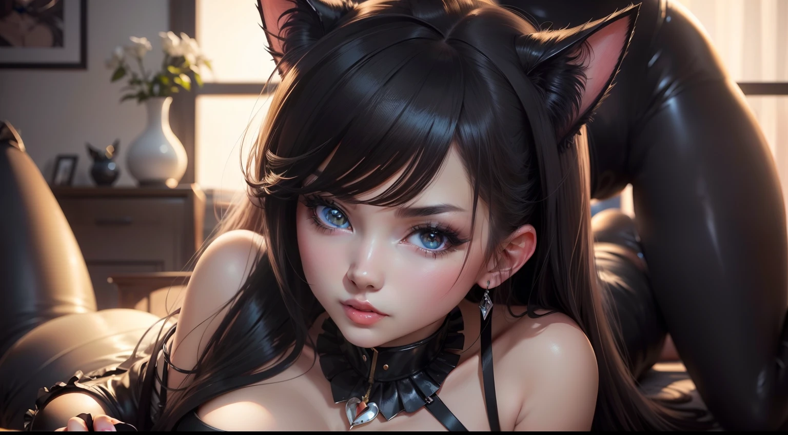 a close up of a woman in a cat suit posing for a picture, seductive anime girls, extremely detailed art germ, Model IG | Art germ, art-style, Fanart Meilleure ArtStation, Art germ on ArtStation Pixiv, beautiful and seductive anime woman, Art germ. anime illustration, Deviantart ArtStation CGSCOSIETY