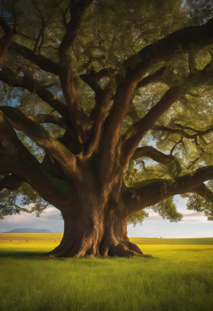 grass field　big tree