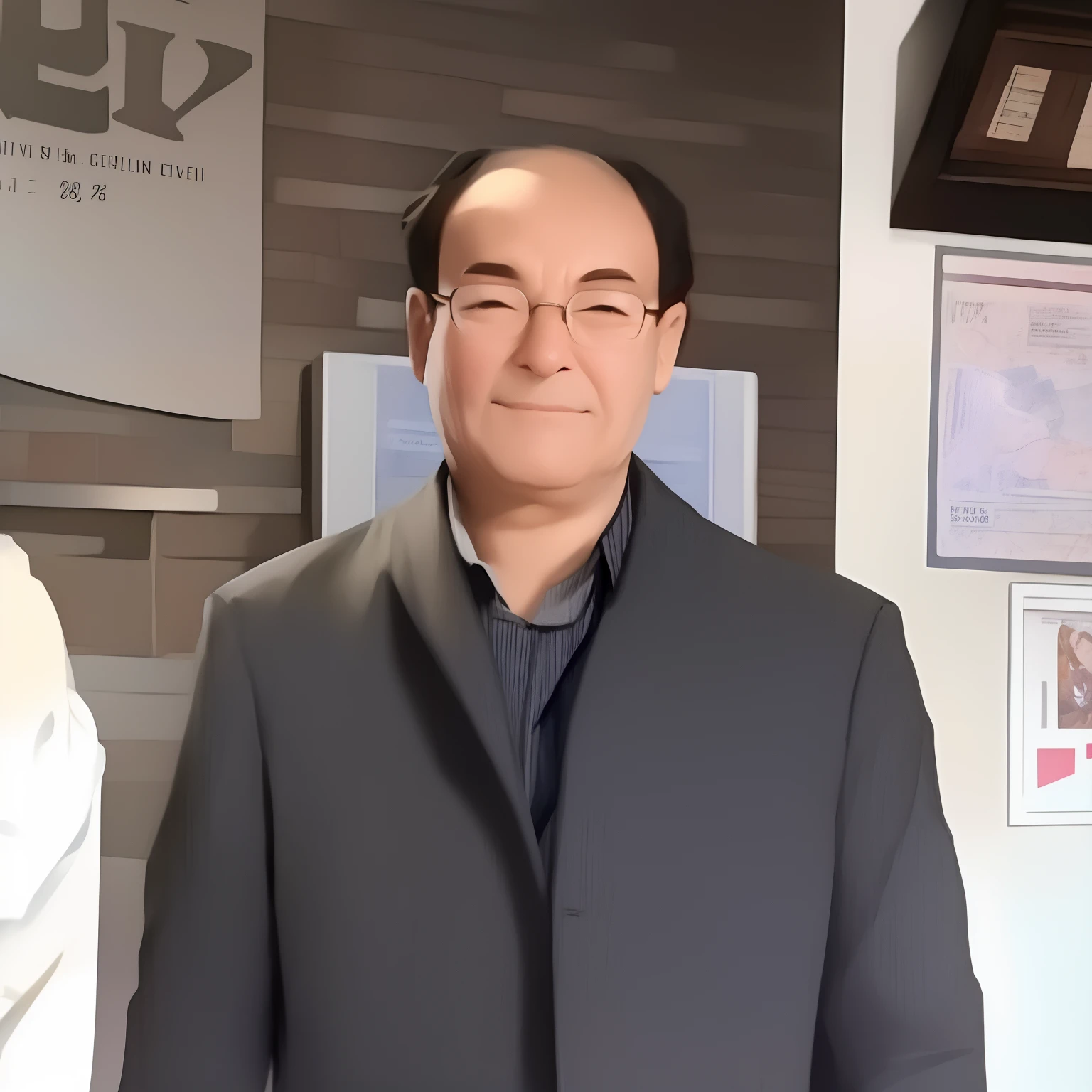 An old professor with bald and brunette hair， --V Niji, --Q 2