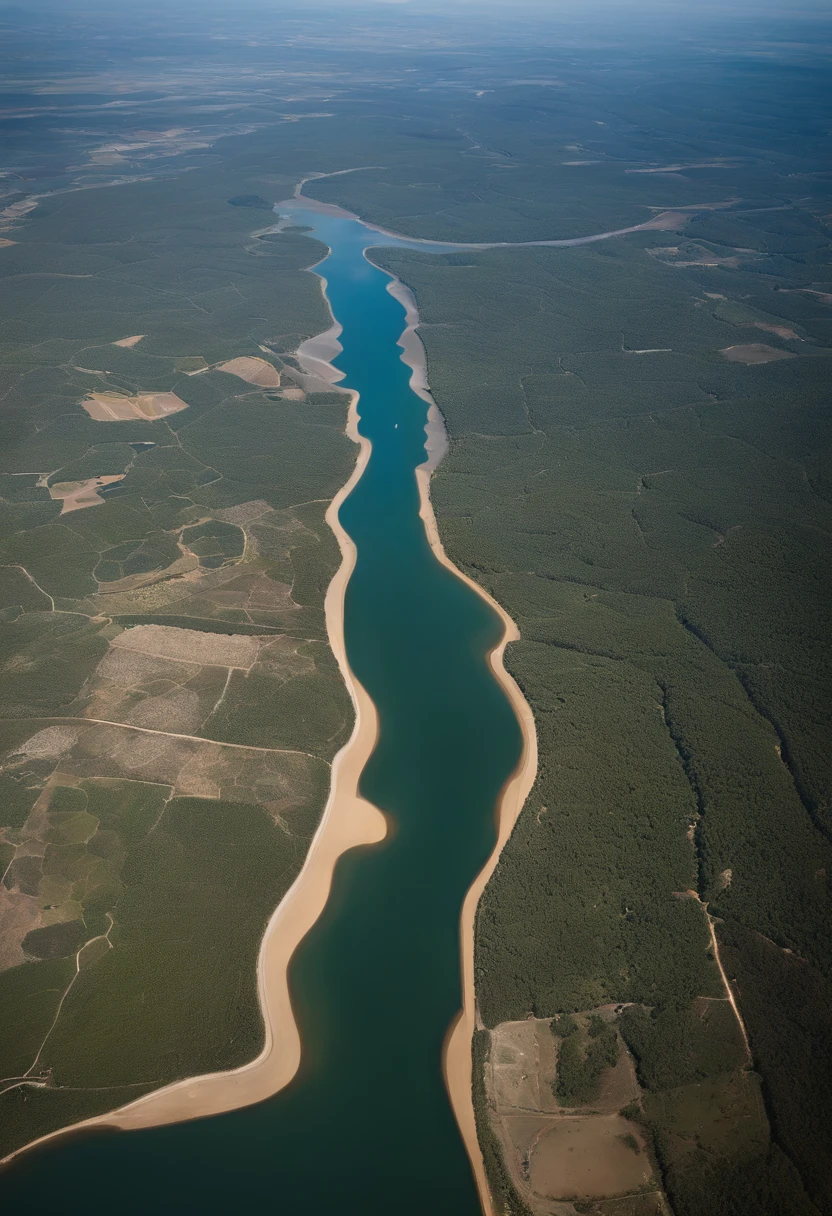 Aerial view of a lake and a city from an airplane, tiro de arial, air shot, perspective shot from the sky, taken from an airplane, aerial view, View from above the plane, aerial footage, view from the sky, Lago arquivado com ouro derretido, view from helicopter, Aerial view of an ancient land, seen from an airplane, Aerial view, water reservoir