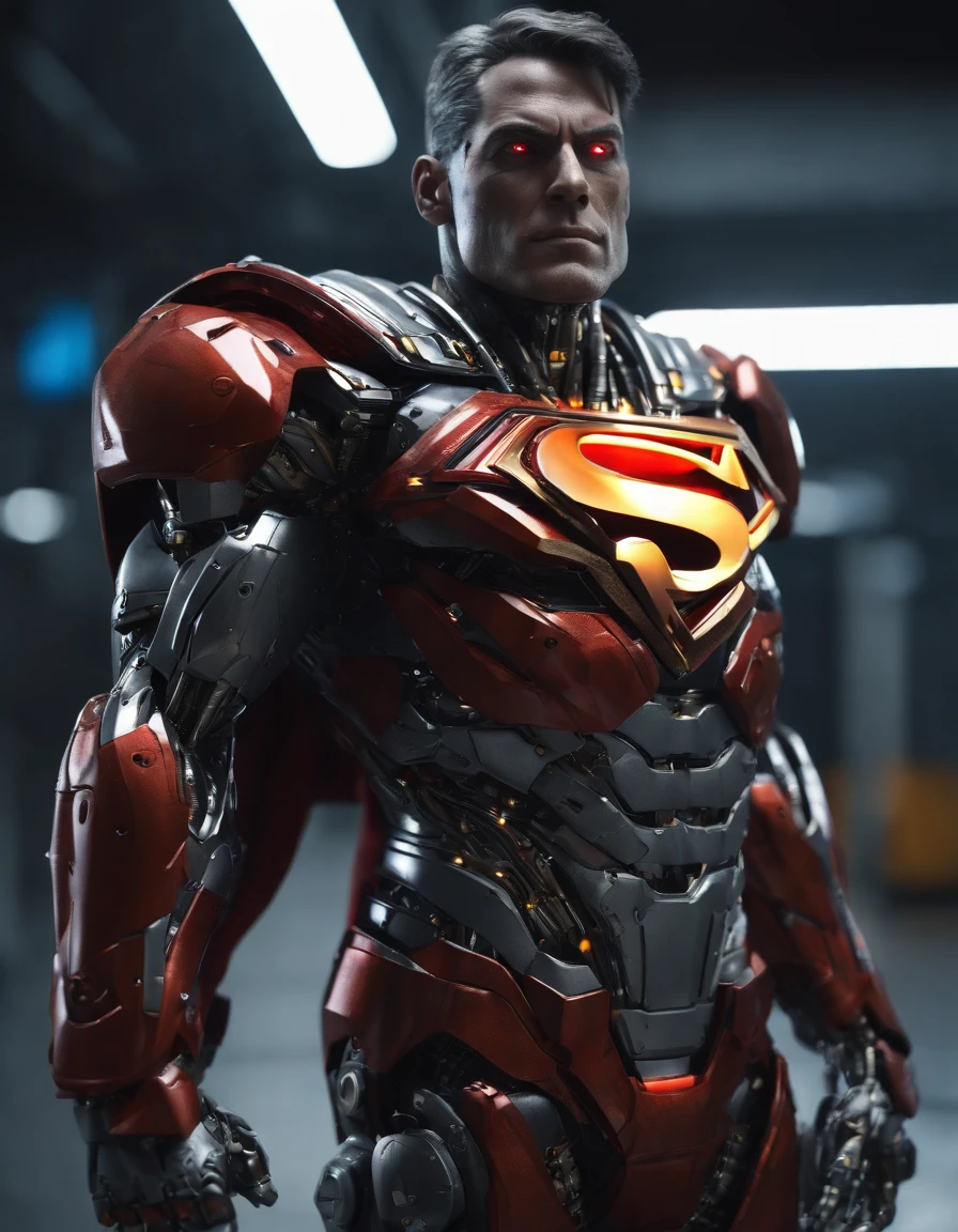 (Cyborg:1.2) superman robot, (((kinetic))), Masterpiece full body, High definition, 8K, Very high quality, high-detail face, Sharp, degrees of freedom ,Depth_af_Field, style of midjourney , Cinematic, to contrast, Detailed, 8K, Sharp focus, Cyberpunk