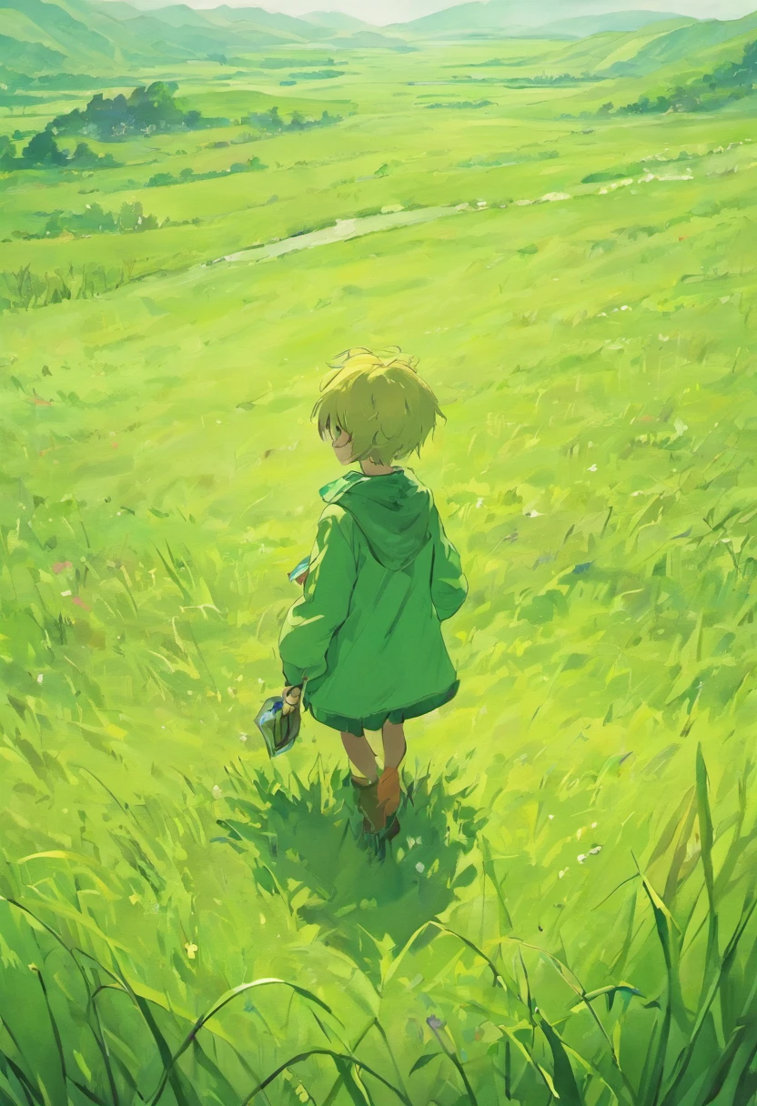 Grasslands as far as the eye can see Boy Painting