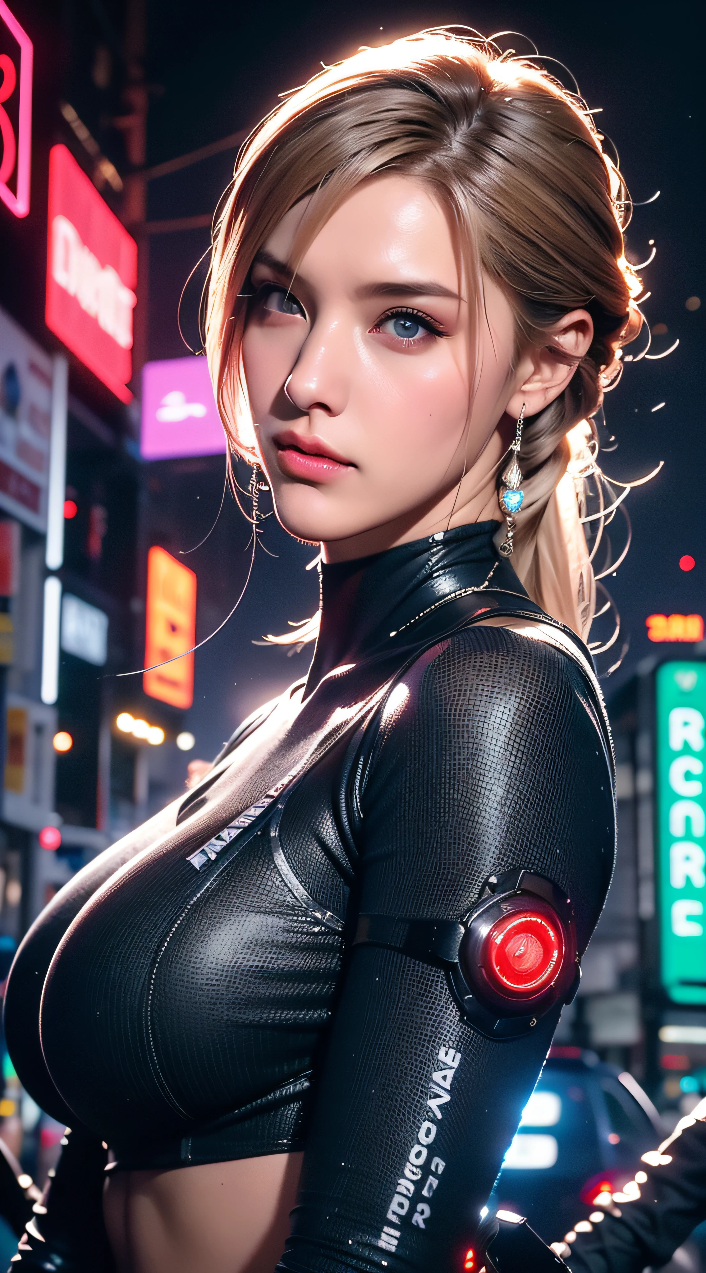 (best quality:1.8),1 girl,real person,alone,permanent_,Ayanami Rei,white jumpsuit,Red eyes,pilot suit,short hair,blue hair,Bangs,interface headphone,turtleneck sweater,hair between eyes,Pixelated background,neon lights,sci-fi color scheme,bright colors,metallic feel,Detailed shadows,holographic interface,dark atmosphere,high contrast,sharp focus,strands of hair,Reflective surface,Exquisite details,high resolution,studio lighting,Red embellishment,lighting environment,AI Assistant Information Size 656X2040 Date Mar 22, 2024 Mode SDXL Type