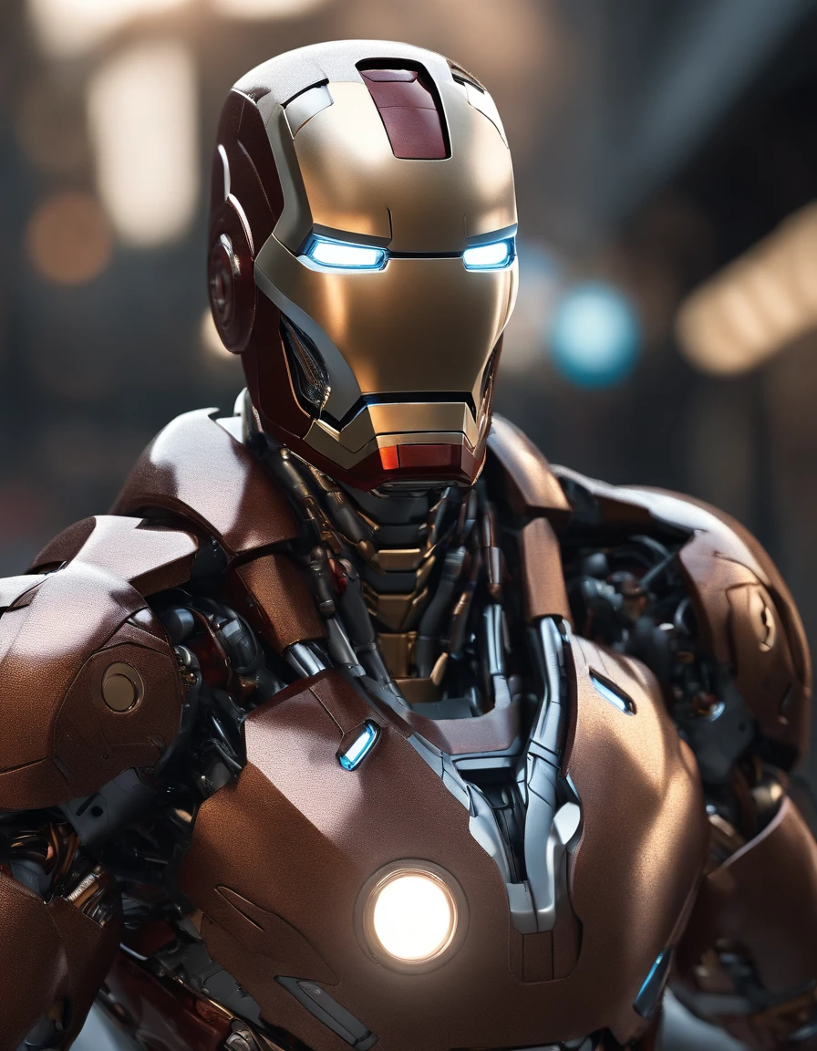 (Cyborg:1.2) iron man robot, (((kinetic))), Masterpiece full body, High definition, 8K, Very high quality, high-detail face, Sharp, degrees of freedom ,Depth_af_Field, style of midjourney , Cinematic, to contrast, Detailed, 8K, Sharp focus, Cyberpunk