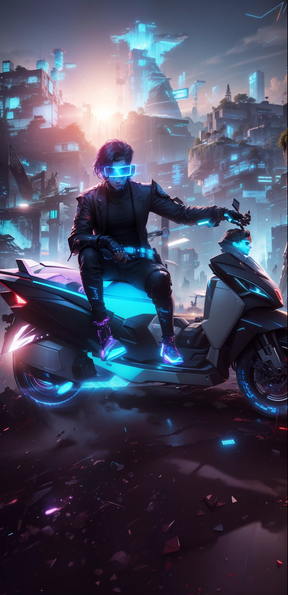 Change background cyber punk handsome boy, realistic face, 8k ultra realistic