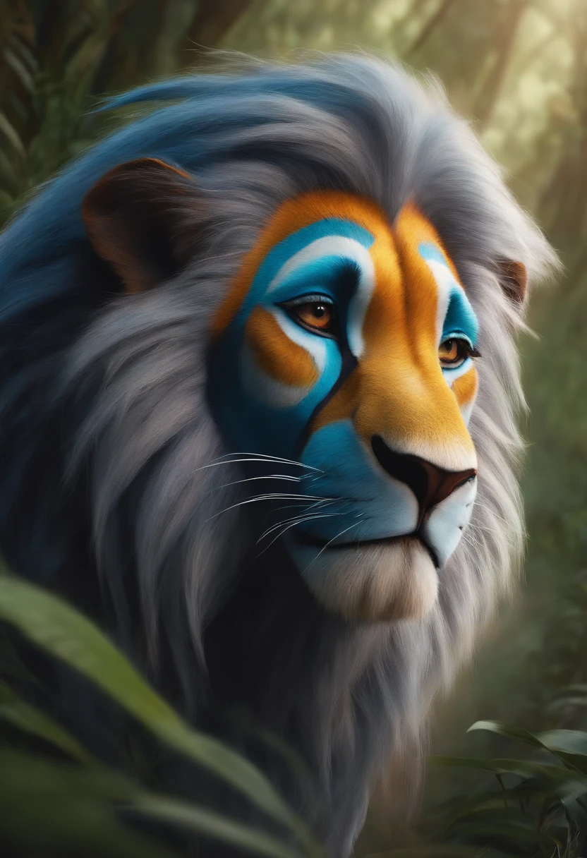 A picture of Rafiki from the animated movie The Lion King in a different style.