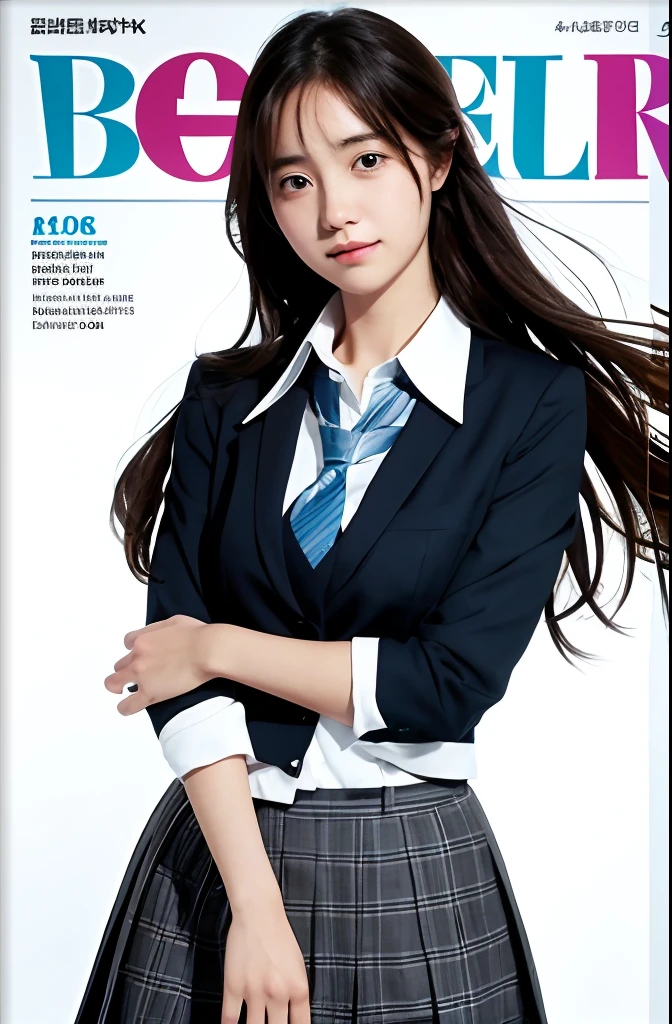 Image of a woman in a school uniform on the cover of a magazine, Identity Magazine,