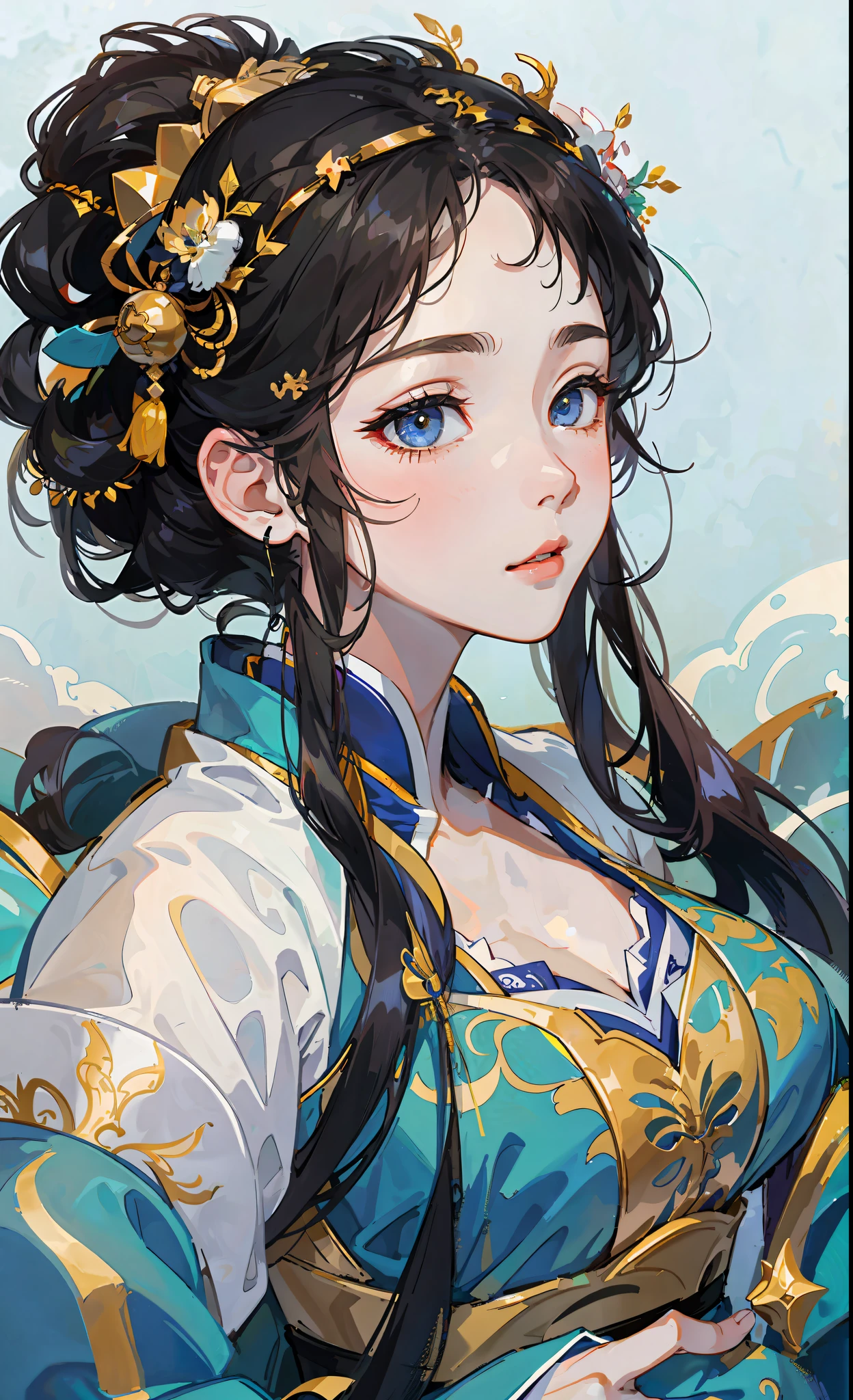 A girl, ancient Chinese costume, whole body, sunshine, clear face, clean white background, masterpiece, super detail, epic composition, ultra HD, high quality, extremely detailed, official art, uniform 8k wallpaper, super detail, 32k -- v 6