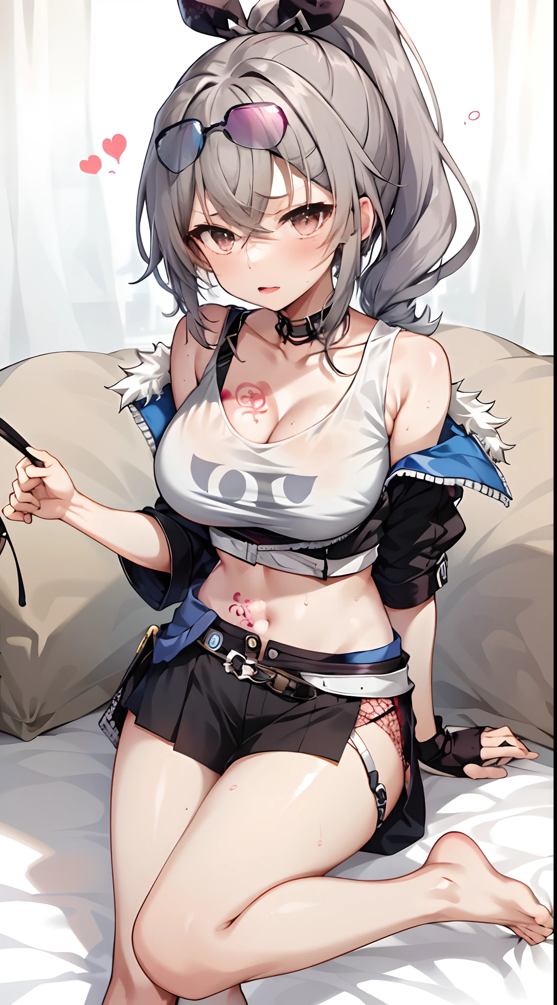 s girl,Messy hair,Raised sexy,Tattooed with,seductiv,It's heartwarming,heartbeat,cropped shoulders,Bare chest,showing belly,Expose female how long legs,No shoes,jade foot,Open-mouthed,Gasping for air,Be red in the face,is shy,Suggestive pose,Sexual ,Sexual huge breasts cleavage,implied,mano,Hold on tightly,perspiring,Lots of sweat,Inter-strands,liquids