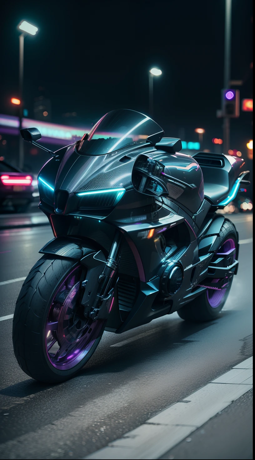 retrowave. City, wide body kit, Road, PURPLE NEON MONITOR LIGHT, Sun, Mountain, (Masterpiece, Detailed, A high resolution),