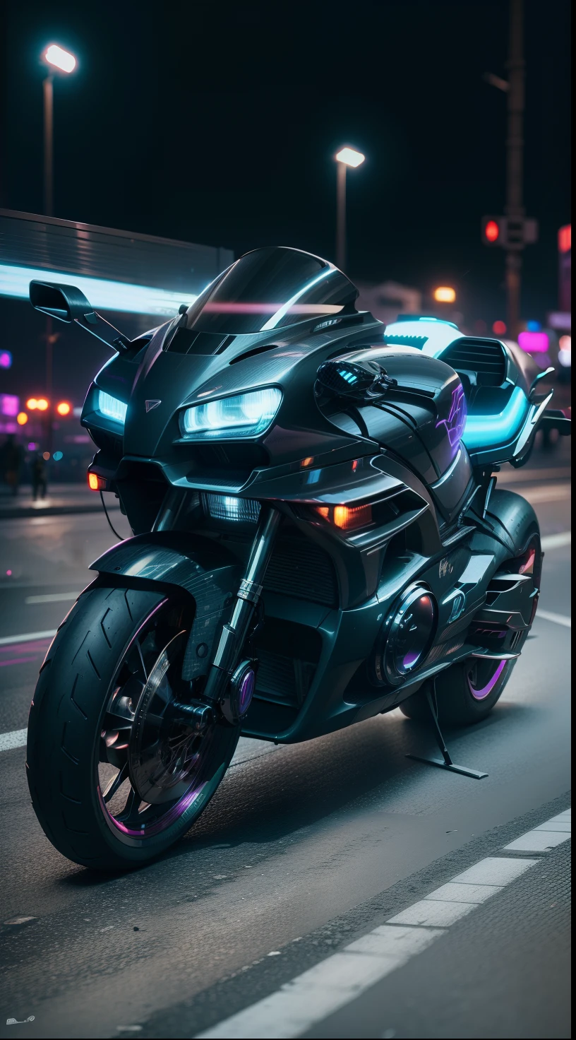 retrowave. City, wide body kit, Road, PURPLE NEON MONITOR LIGHT, Sun, Mountain, (Masterpiece, Detailed, A high resolution),