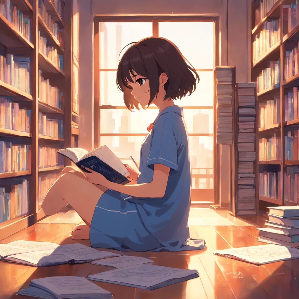 Jenna Ortega leyendo un libro, por detras, falda corta