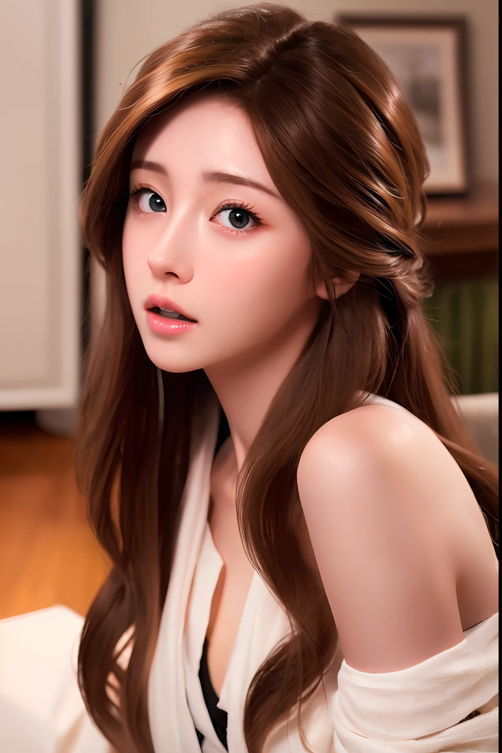 ((Realistic lighting, Best quality, 8K, Masterpiece: 1.3)), Focus: 1.2, 1girl, Perfect Figure: 1.4, Slim Abs: 1.1, ((Dark brown hair)), (White dress: 1.4), (Outdoor, Night: 1.1), City streets, Super fine face, Fine eyes, Double eyelids,