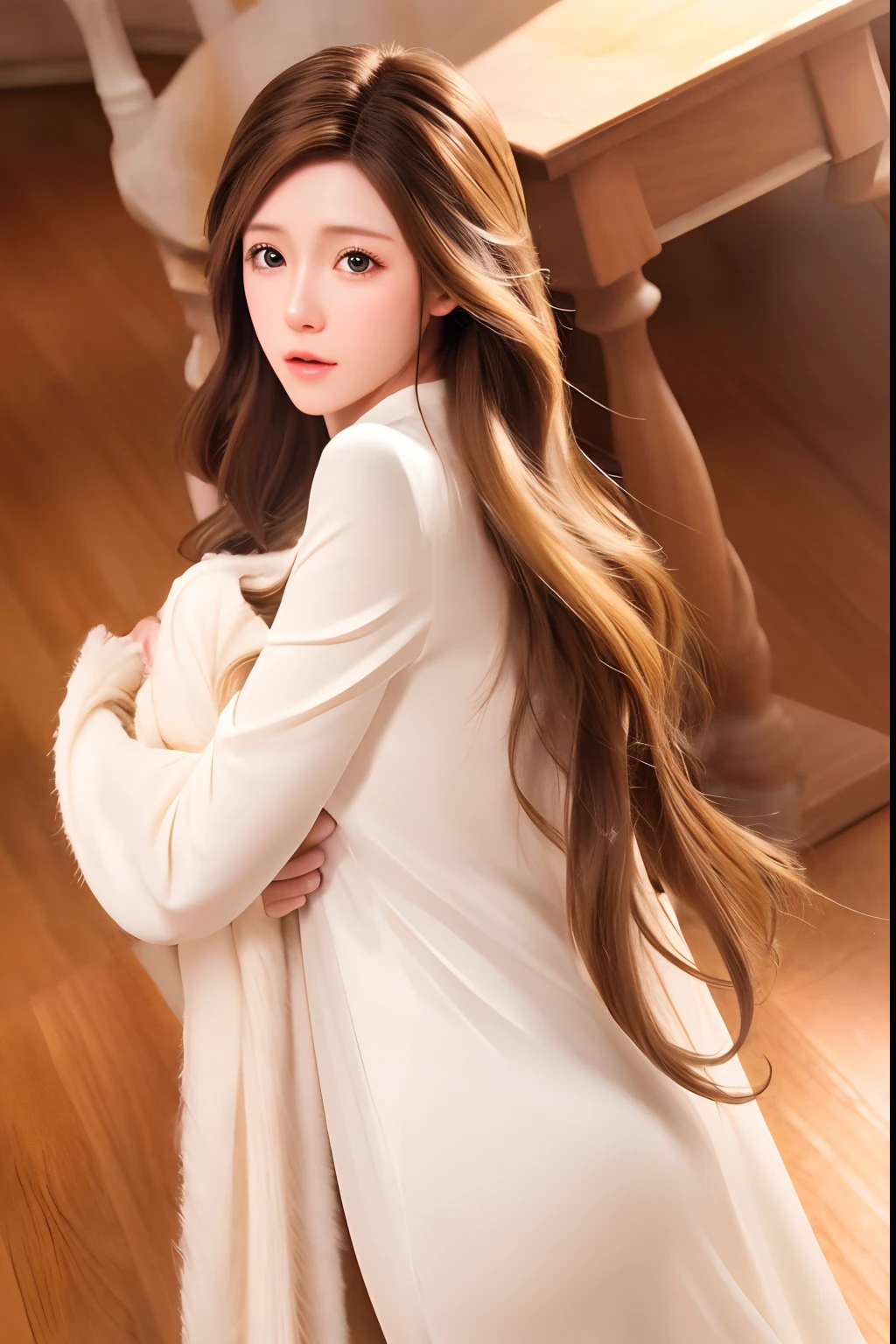 Best quality, (Photorealistic:1.2), Hyper-Resolution, Ultra-realistic 8K CG，1girll，long whitr hair，Flawless face