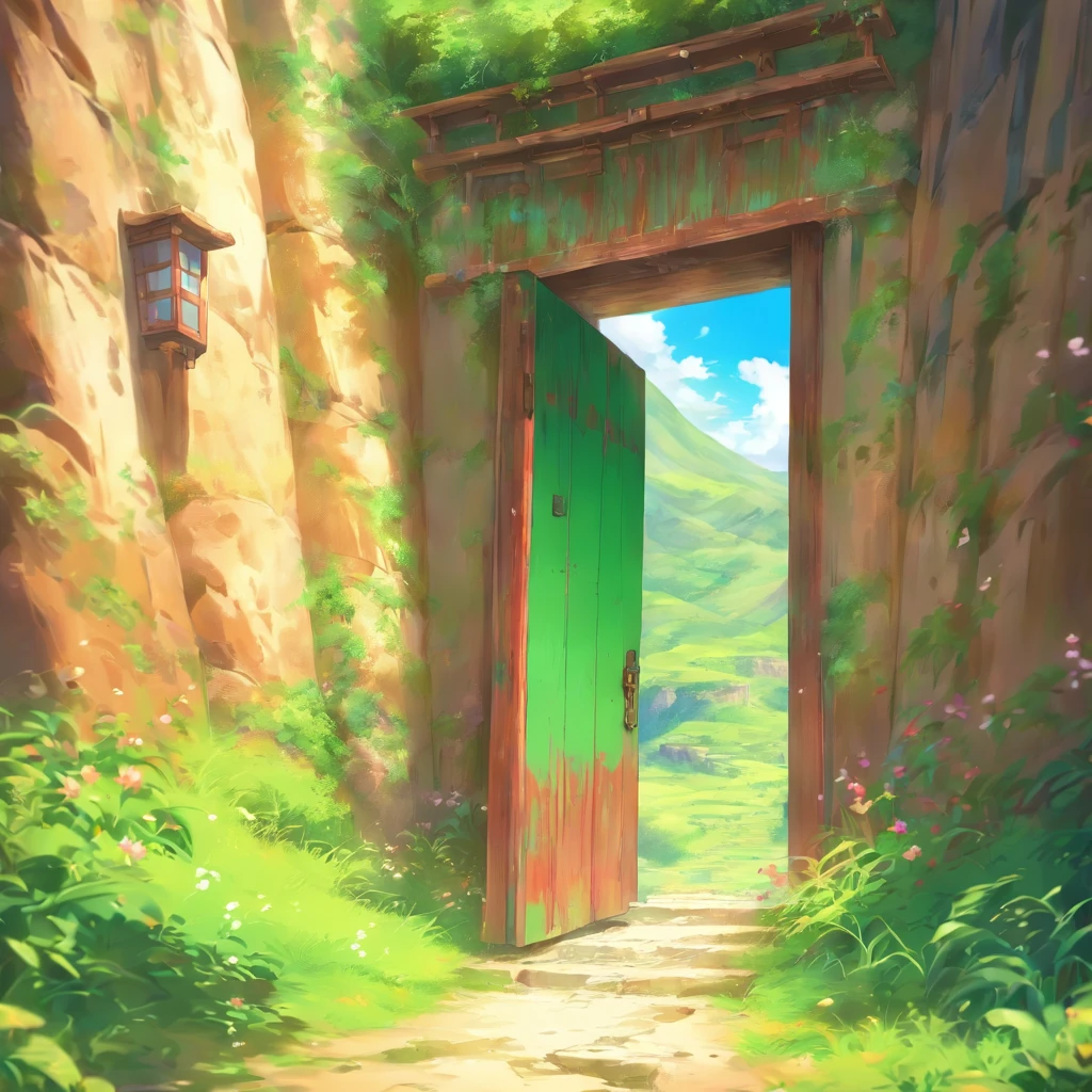 A deserted valley, multiple doors everywhere, closed doors and open doors.