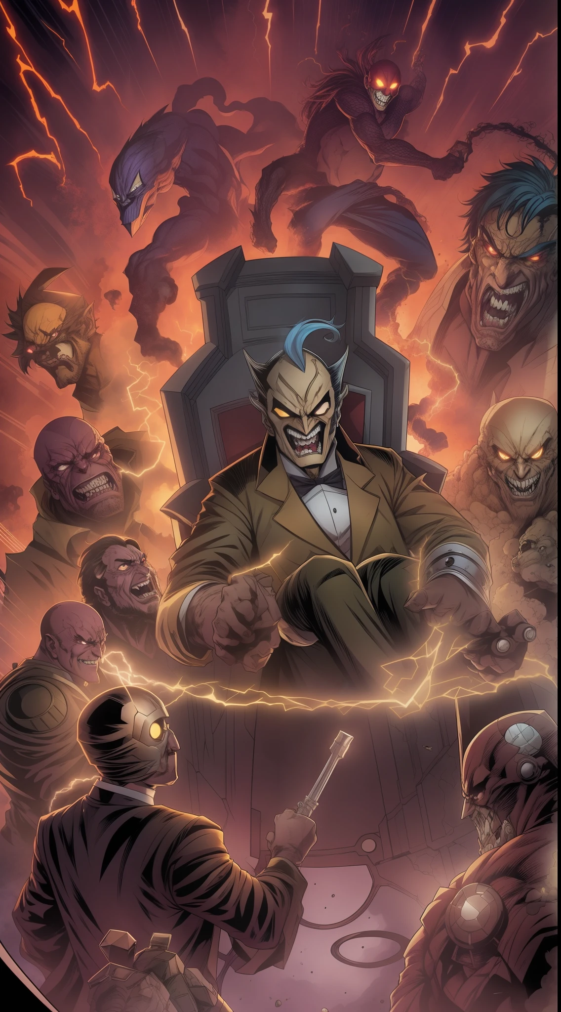 Dr. Chaos is a villainous mad scientist with a brilliant mind, mas voltada para o mal. He dedicates his life to creating destructive technological devices and dangerous experiments, with the aim of threatening humanity and taking over the world. Your thirst for power knows no bounds, And he always engages in epic confrontations with superheroes who try to stop him. Dr. Chaos is known for his manic laughter and his ability to escape seemingly impossible situations. He is an evil genius who constantly challenges those who dare to oppose him.