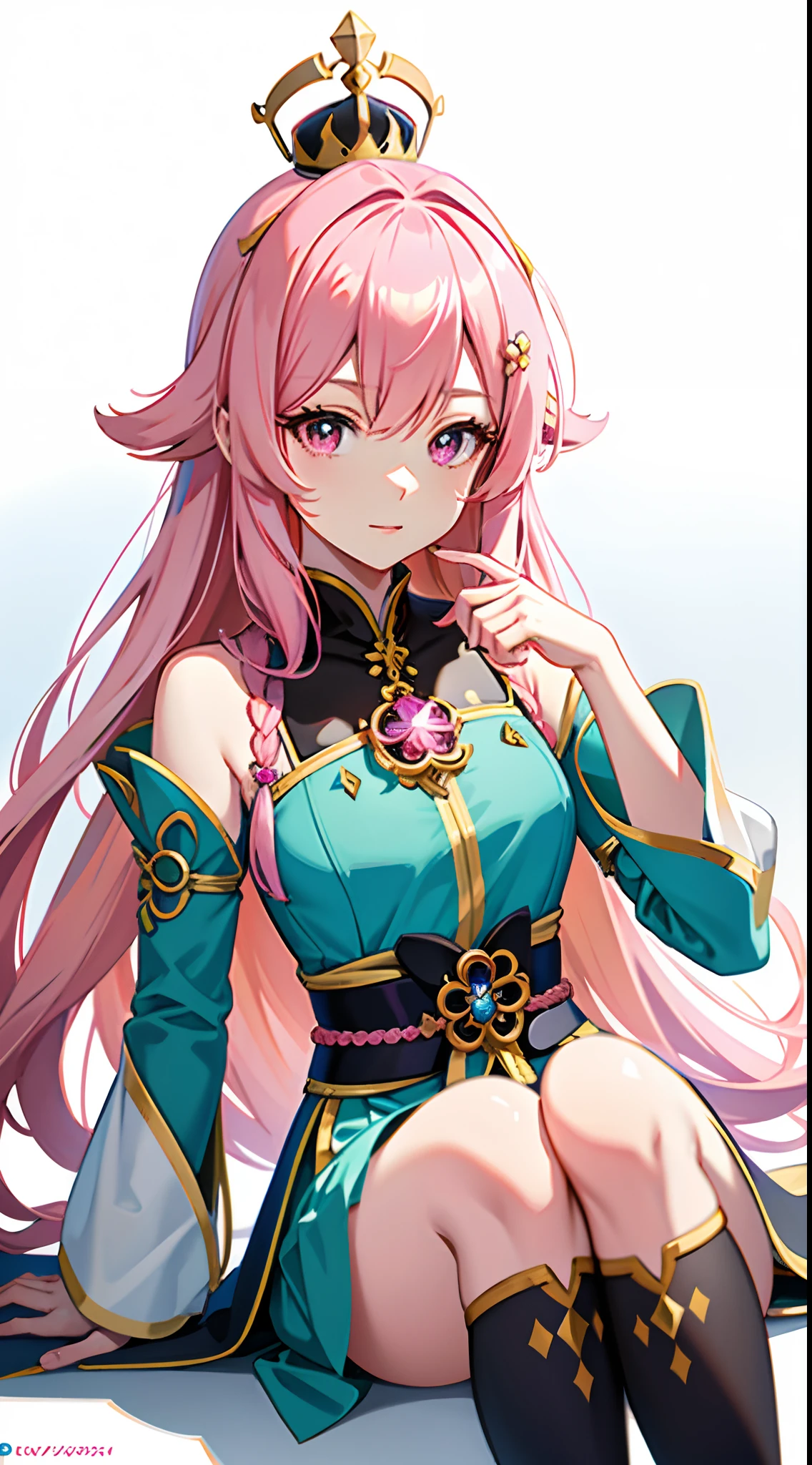 Pink Hair、Long Hair、Blue Eyes、Smiling、Black sleeveless top、Wrap skirt、Wearing headphones、Megurine Luka、Girl