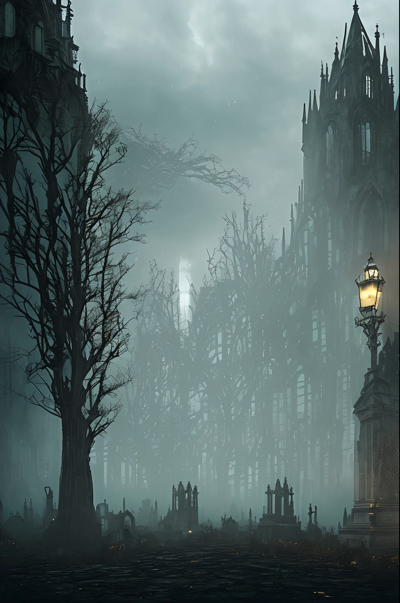 (Ultra-detailed,professional)(Gothic city),(Dark atmosphere),(Detailed building structure),(hauntingly beautiful)(gothic cathedral),(Mysterious alley),(ominous skies),(twisted,Ornate lampposts),(eerie mist),(Gargoyles),(Sinister shadows),(Gothic spire),(Narrow, Winding streets),(Moody lighting),(Gothic arches),(Cobblestone paving),(rundown buildings),(Creepy, Abandoned houses),(Haunted atmosphere),(Ancient, Overgrown cemetery),(Creepy sculpture),(Mysterious symbols and runes),(Gothic windows),(Majestic castle),(An unforgettable silence),(Desolate)(Gothic cityscape),(Medieval charm),(Ominous secrets),(enchanting atmosphere),(Black vibes),(Impressive Gothic architecture),(Sinister existence),(Whispering wind),(Tall, Black Iron Gate),(shadowy figures),(gothic fashion),(shadowy alleys),(Dramatic shadows),(Imposing statues),(Spooky ghosts),(Gothic literature),(Sinister story),(Haunted atmosphere),(The decay of grace),(dark romance).(moody ambiance)(Infinite darkness),(Mysterious fog).