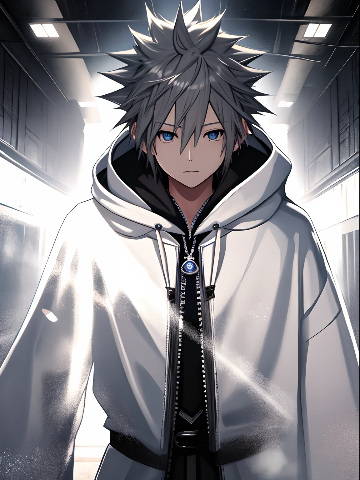High quality、masterpiece、Kingdom hearts、1 male、Sola、Please wear a white robe and hood、shining eyes