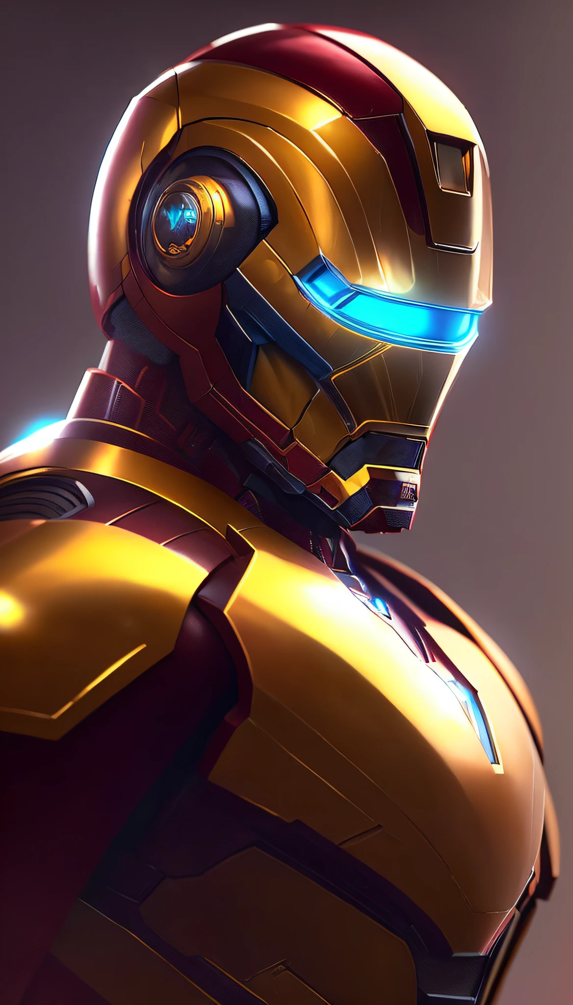 a close up of a man in a suit with a glowing helmet, high detail iconic character, cyberpunk iron man, portrait of iron man, superior iron man, inspired by Marek Okon, iron man, 8k render”, trending on artstation 4k, ironman, 8k high quality detailed art, hq 4k wallpaper, 3 d render character art 8 k, delicate, Art Nouveau, Goblincore, GoPro view, textured, Bokeh, Virtual reality, navy blue colors, Abstraction, accent lighting, super realistic, hyper detailed, dramatic lighting, 4k