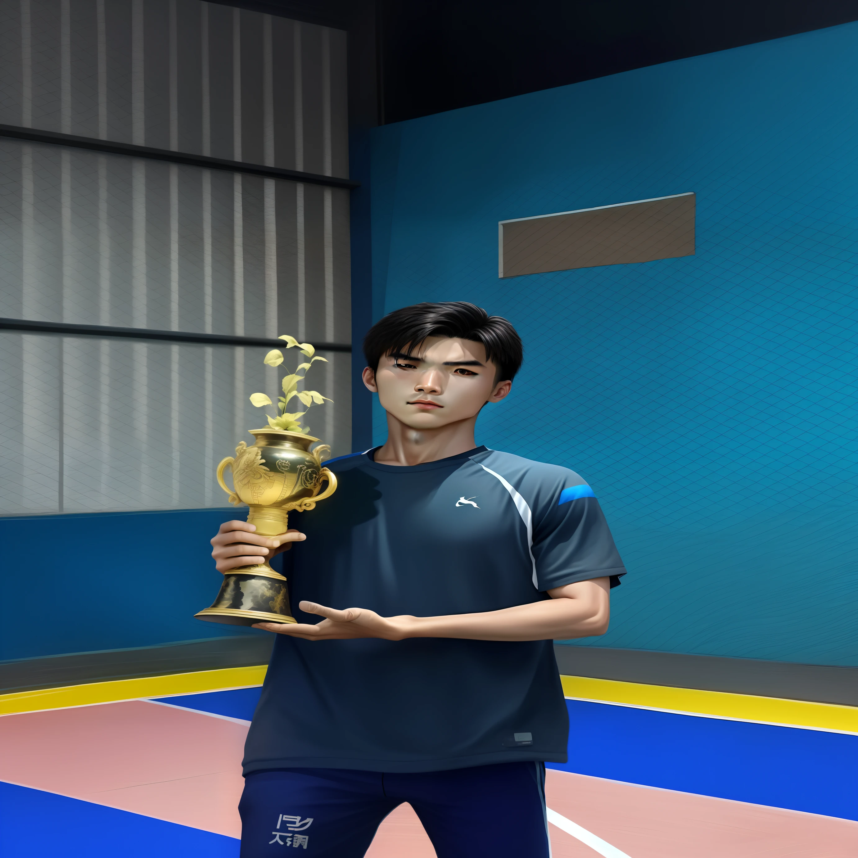 (best qualtiy，Highest high resolution) Chinese male football player，Clear facial expressions，eyes with brightness，young handsome，Sunny vitality，Tall stature，Robust and strong。