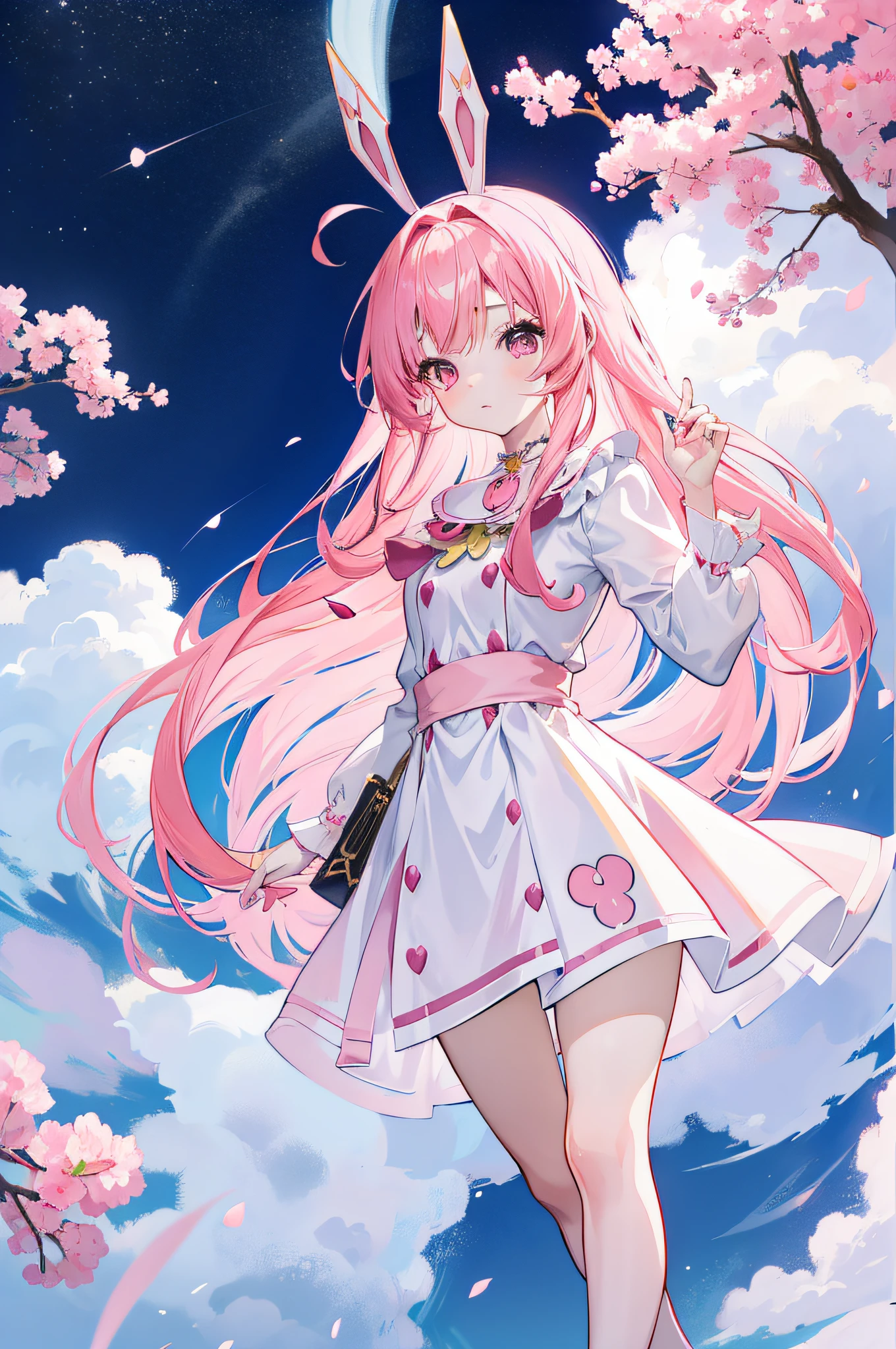 Anime girl with long pink hair holding a white rabbit, cute anime waifu in a nice dress, Anime art wallpaper 8 K, anime wallaper, style of anime4 K, Anime art wallpaper 4 K, Anime art wallpaper 4k, Beautiful anime style, Beautiful anime girl, Anime girl with long hair, Very beautiful anime cat girl, Cute anime girl, Anime wallpaper 4K