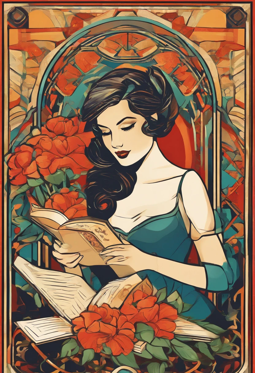 Quality first,masterpiece in detail,Middle-aged woman wearing glasses,sportrait,closeup cleavage,Several cute  reading a book,in class room,fresh flowers,Rich in color