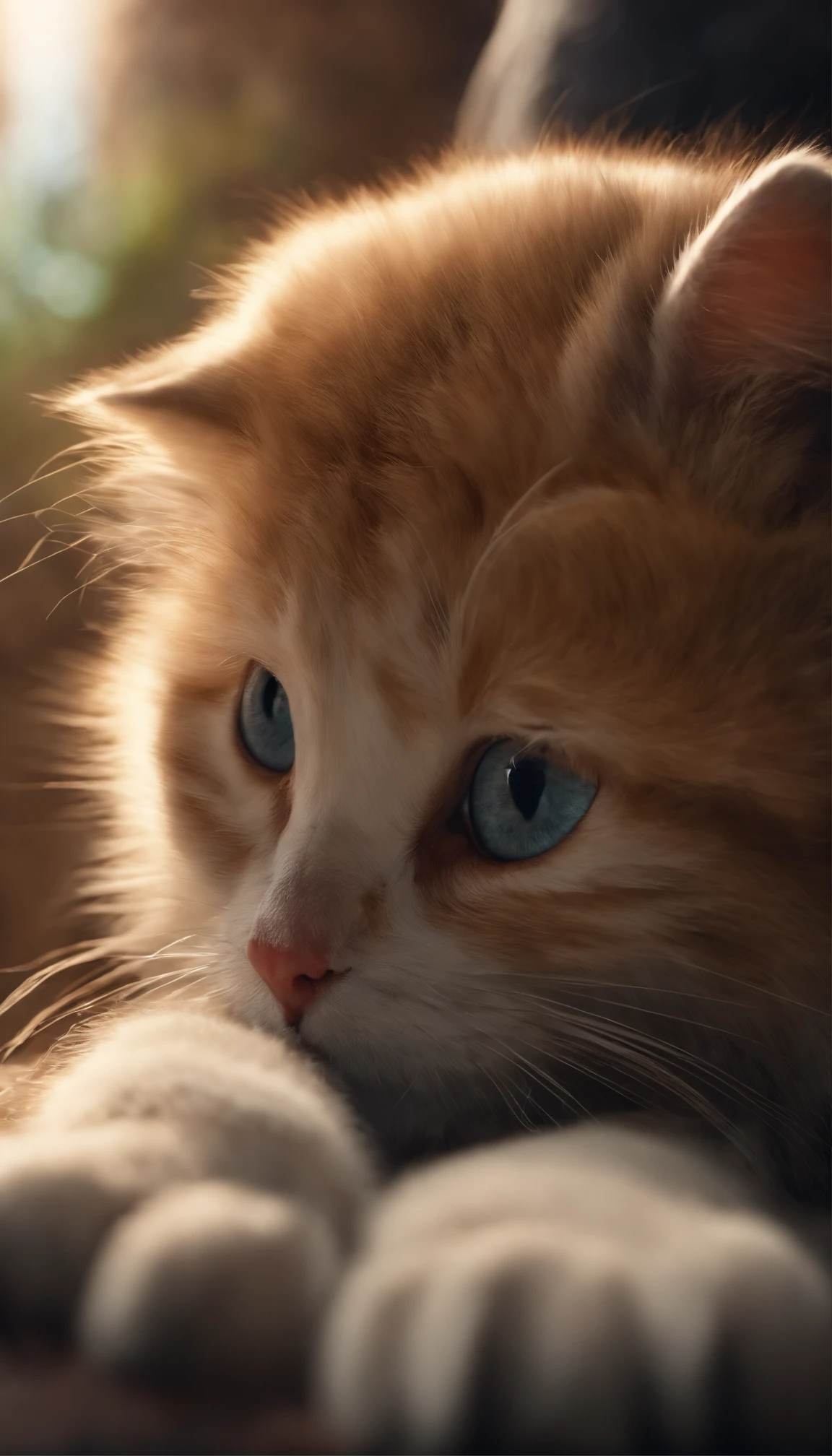 um gatinho bonito, altamente detalhado com cores ricas, clear facial features, olhos altamente detalhados e expressivos, cinemactic, Volumetric lighting, Cinematic lighting, olho, perfeito, olhos realistas, Pintura digital, complexo, altamente detalhado, alta qualidade, perfect composition, Ultra HD | |, Realistic, vivid colors, altamente detalhado, Desenho UHD, caneta e tinta, perfect composition, Intricately detailed octane rendering trends at the Art Station, 8k artistic photography, arte conceitual fotorrealista, soft natural volumetric cinematic perfect light