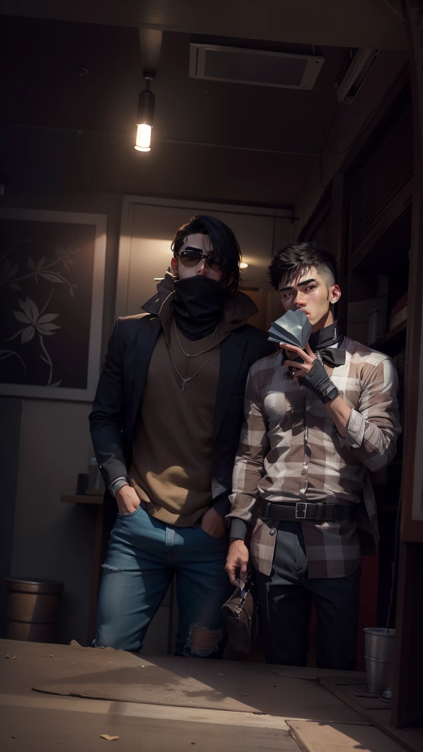 Change this guys into ganster, handsome, change the background