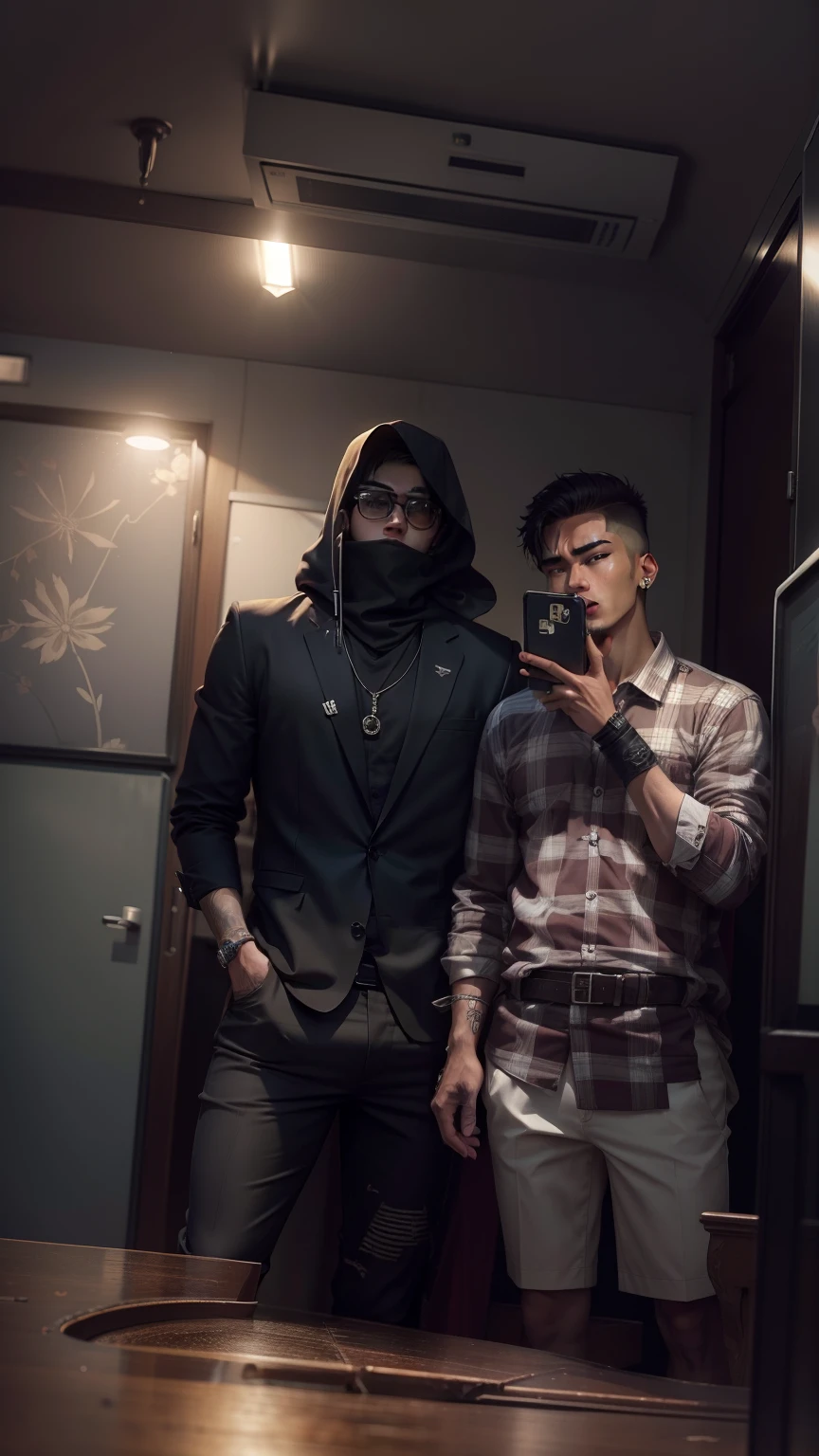 Change this guys into ganster, handsome, change the background