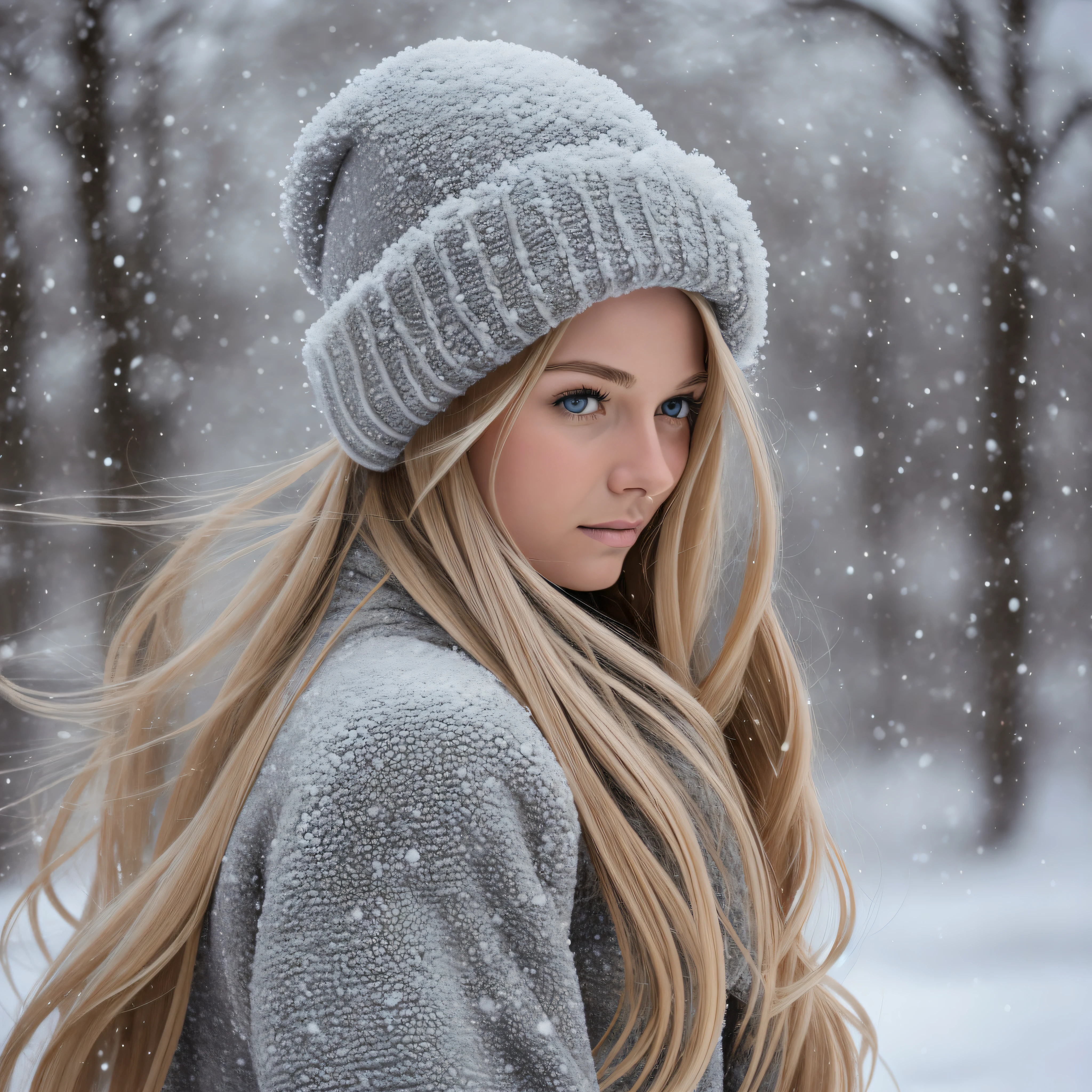 In the freezing embrace of winter, mailman Svetlana a 18 year old Russian girl, long blond hair, steps out of his Mercedes G-Wagon into a snow-covered landscape. The camera captures the scene cinematically, utilizing a wide-angle lens to emphasize the vastness of the snowy terrain. As Svetlana a 18 year old Russian girl, long blond hair, battles the elements, the lens choice, a versatile 50mm prime, reveals intricate details, from falling snowflakes to frosted branches. The camera follows Svetlana's every step, showcasing his determination amidst the biting wind. Each delivery becomes a triumph, against a backdrop of serene stillness. With intermittent wide shots, the audience witnesses Svetlana's progress, highlighting his unwavering commitment in this tale of resilience --auto --s2