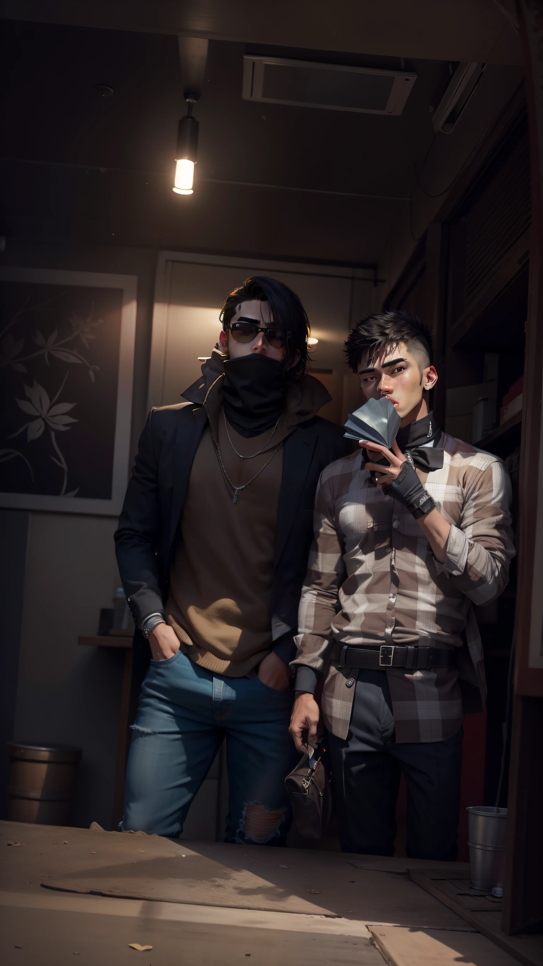 Change this guys into ganster, handsome, change the background