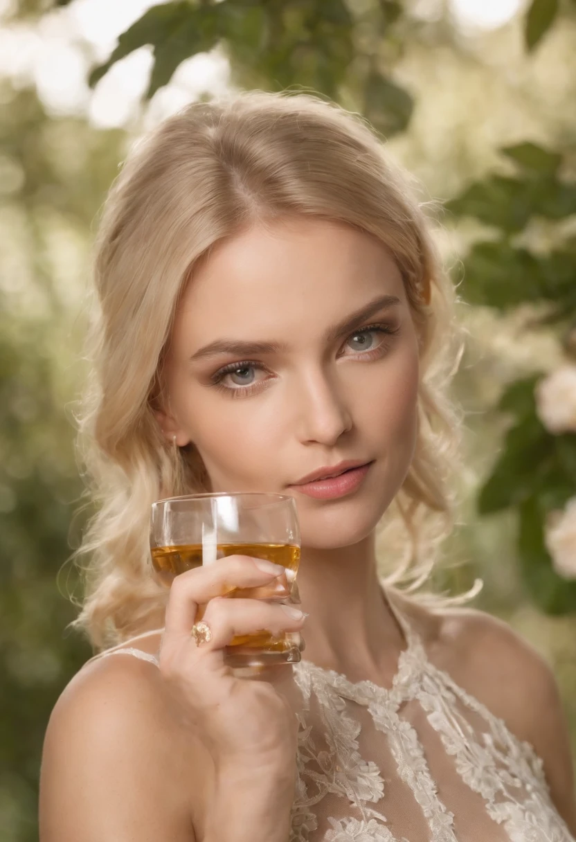 Blonde woman with a glass with poison in her hands posing for a photo, beleza de cair o queixo, beleza de cair o queixo, rosto e corpo atraentes, mulher atraente, uma loira linda, loira bonita, lovely woman, mulher linda, linda mulher bonita, mulher loira bonita