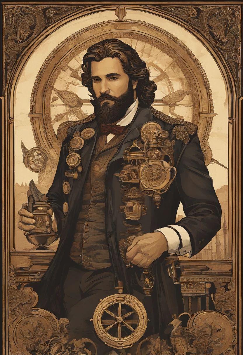 a painting of a man with a beard and a bird on his shoulder, Cyberpunk Jesus Cristo, inspirado em Constantine Andreou, Phil Noto e James Jean, inspirado em Andrey Esionov, inspirado em Tyler Jacobson, Cyberpunk ortodoxo, inspirado em Julius Jakoby, Adi Granov, Maxim Sukharev, Directed by: Anton Fadeev