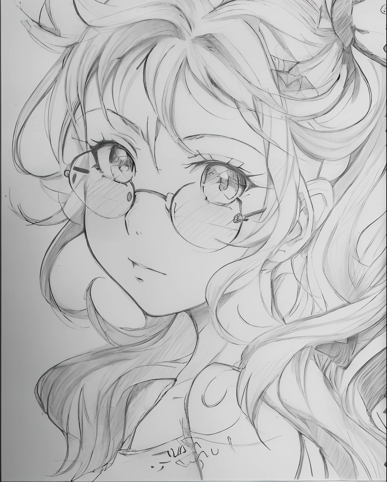 drawing of a girl with glasses and a bow on her head, anime shading), anime sketch, anime shading, anime style drawing, anime drawing, an anime drawing, detailed portrait of anime girl, detailed anime face, a manga drawing, flat anime style shading, semirealistic anime style, manga drawing, pencil and ink manga drawing, detailed manga style, hyper detailed manga drawing