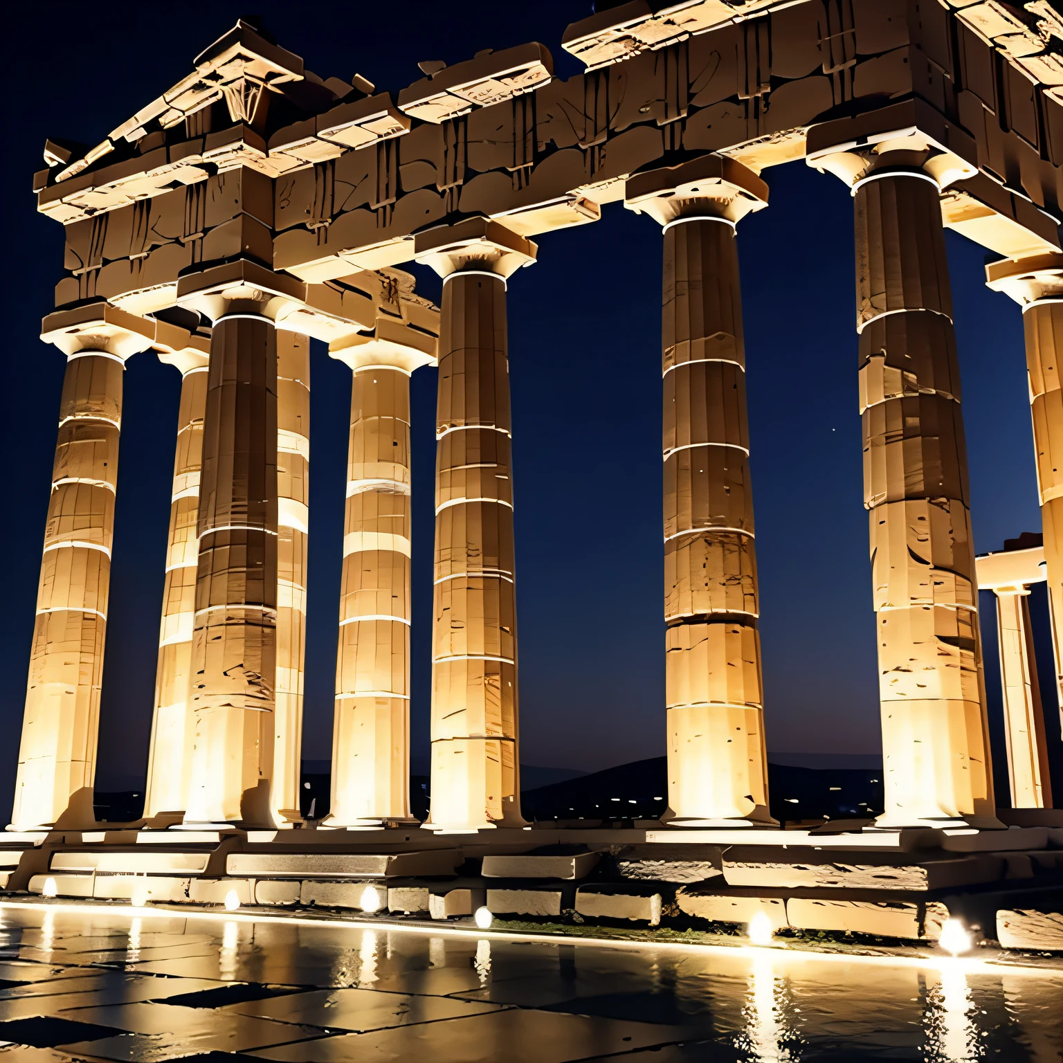 Parthenon grego totalmente restaurado em um ambiente diurno