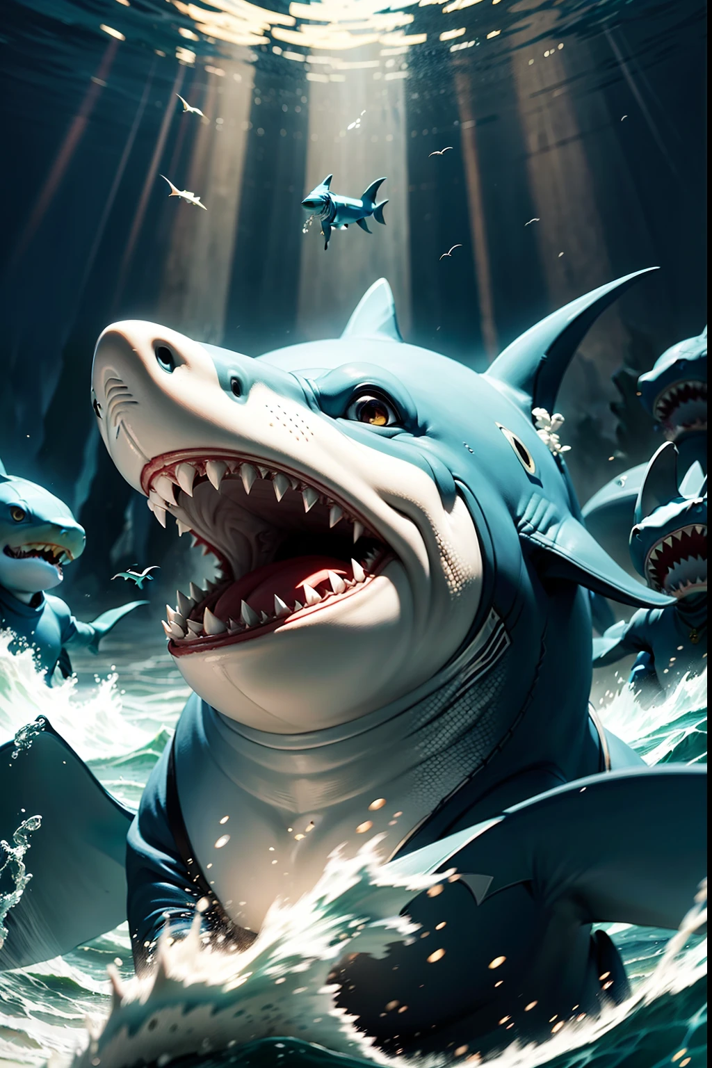 The Way of the Shark. The Sahuagins worship the shark goddess Sekola. Only Sahuagina women are considered worthy conductors of divine power, And the priestesses have a huge influence in the society of the Sahuagins. The Sahuagins go into a frenzy, smelling fresh blood. Being admirers of Secola, They have a special affinity with sharks, who are trained for combat purposes. Even untrained sharks recognize sahuagins as their allies, and do not hunt them.