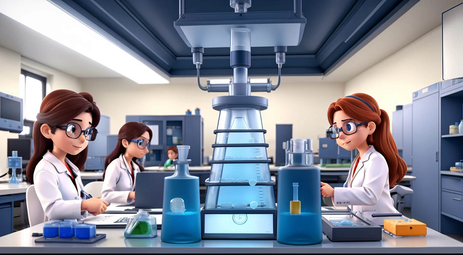 several scientists in a laboratory and laboratory equipment